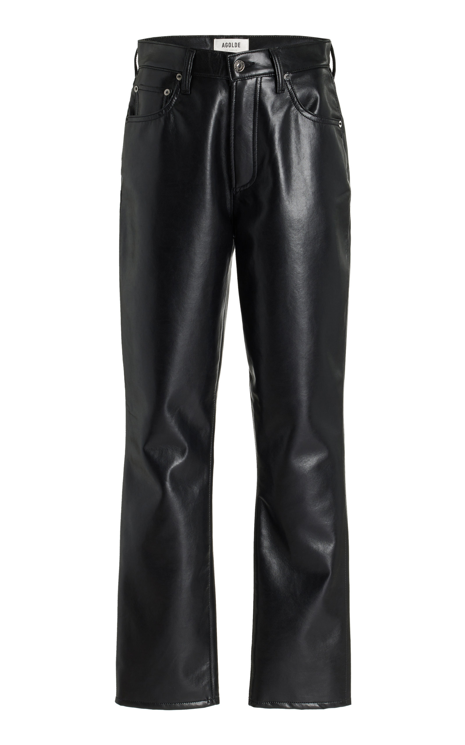 AGOLDE RILEY HIGH-RISE LEATHER STRAIGHT-LEG PANTS