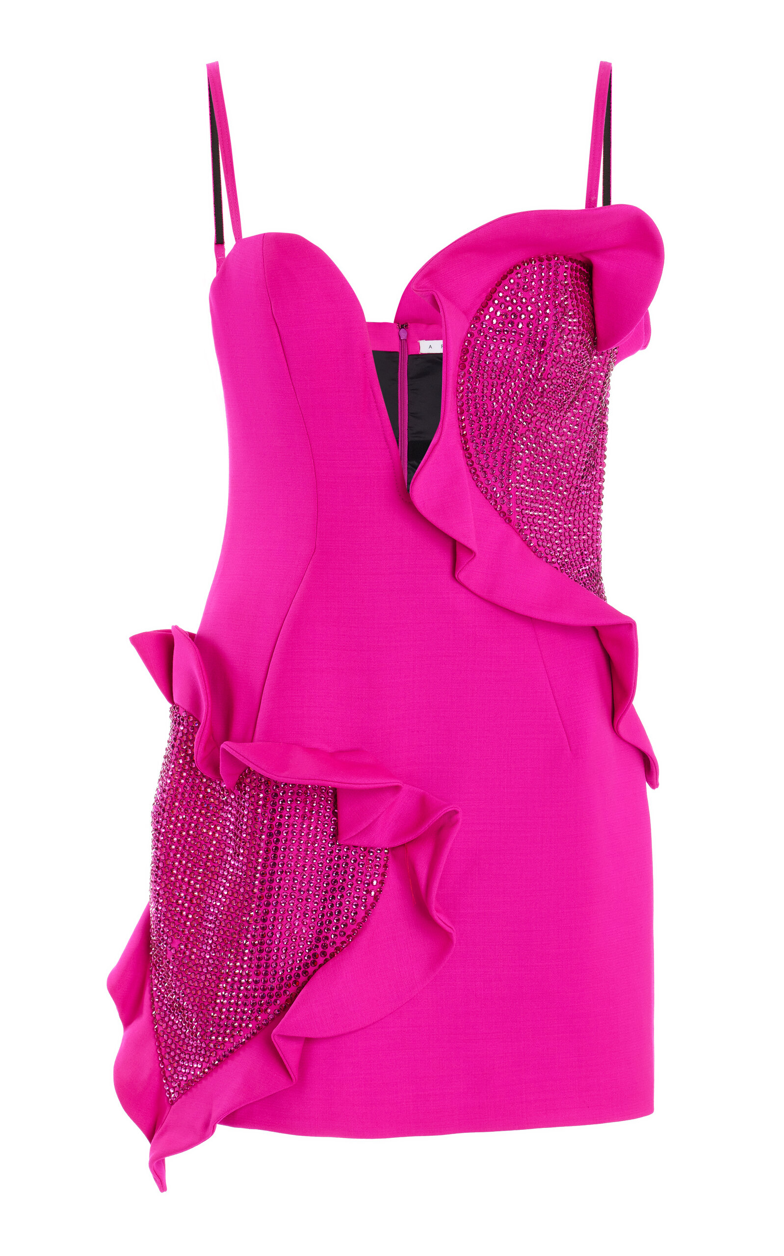 Area Ruffled Embellished Wool-blend Crepe Mini Dress In Pink