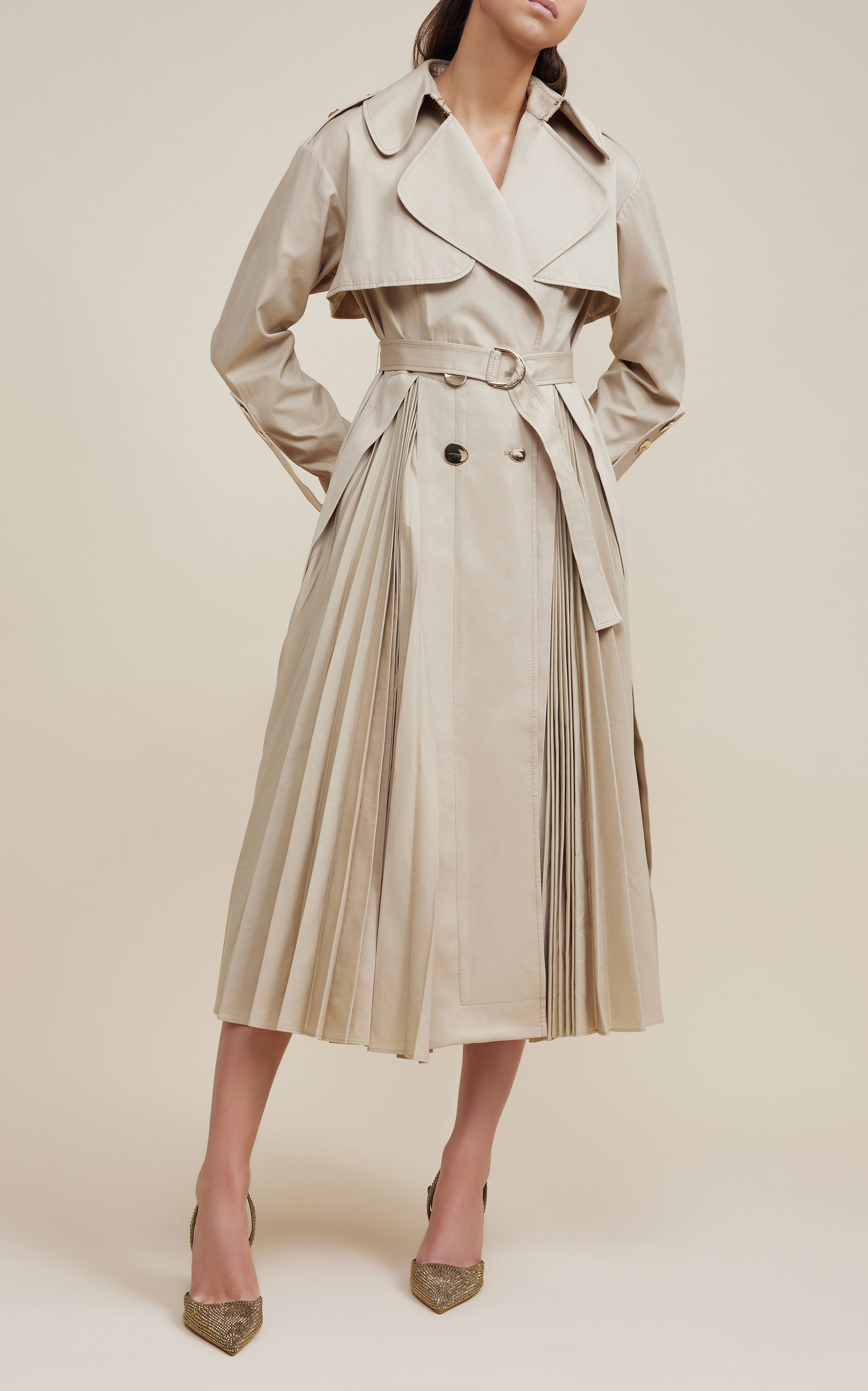 Acler Cliff Double-Breasted Cotton Trench Coat - Green