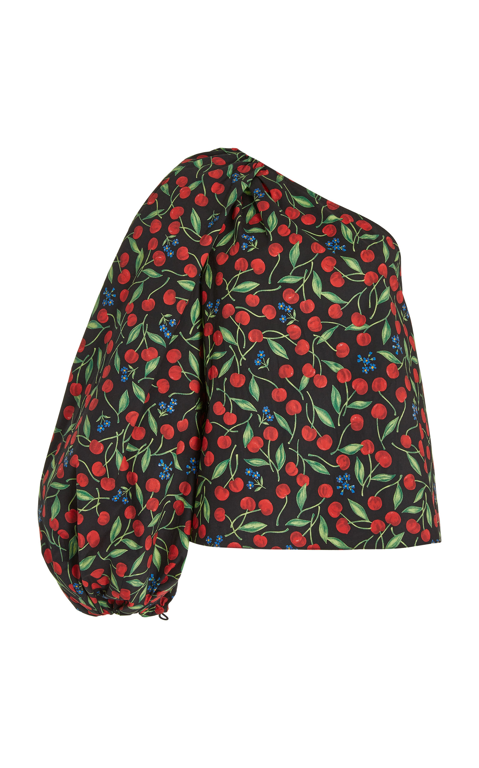 Carolina Herrera - Women's One Shoulder Stretch-Cotton Top - Multi - US 0 - Moda Operandi