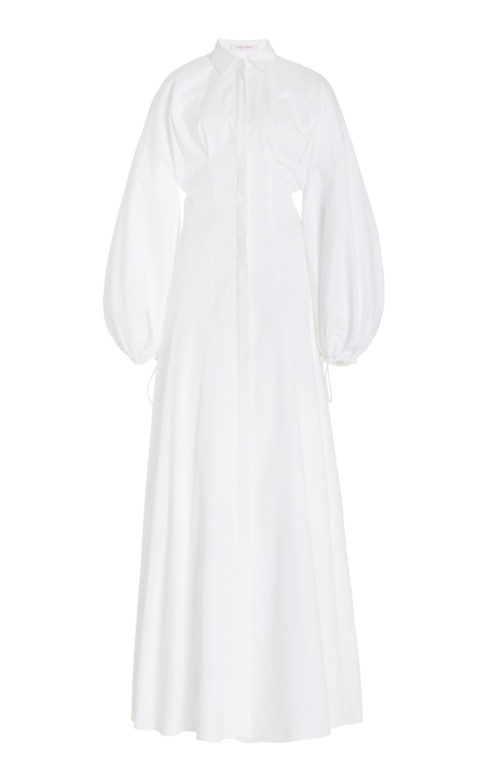 Carolina Herrera - Women's Collared Cotton Gown - White - US 6 - Moda Operandi