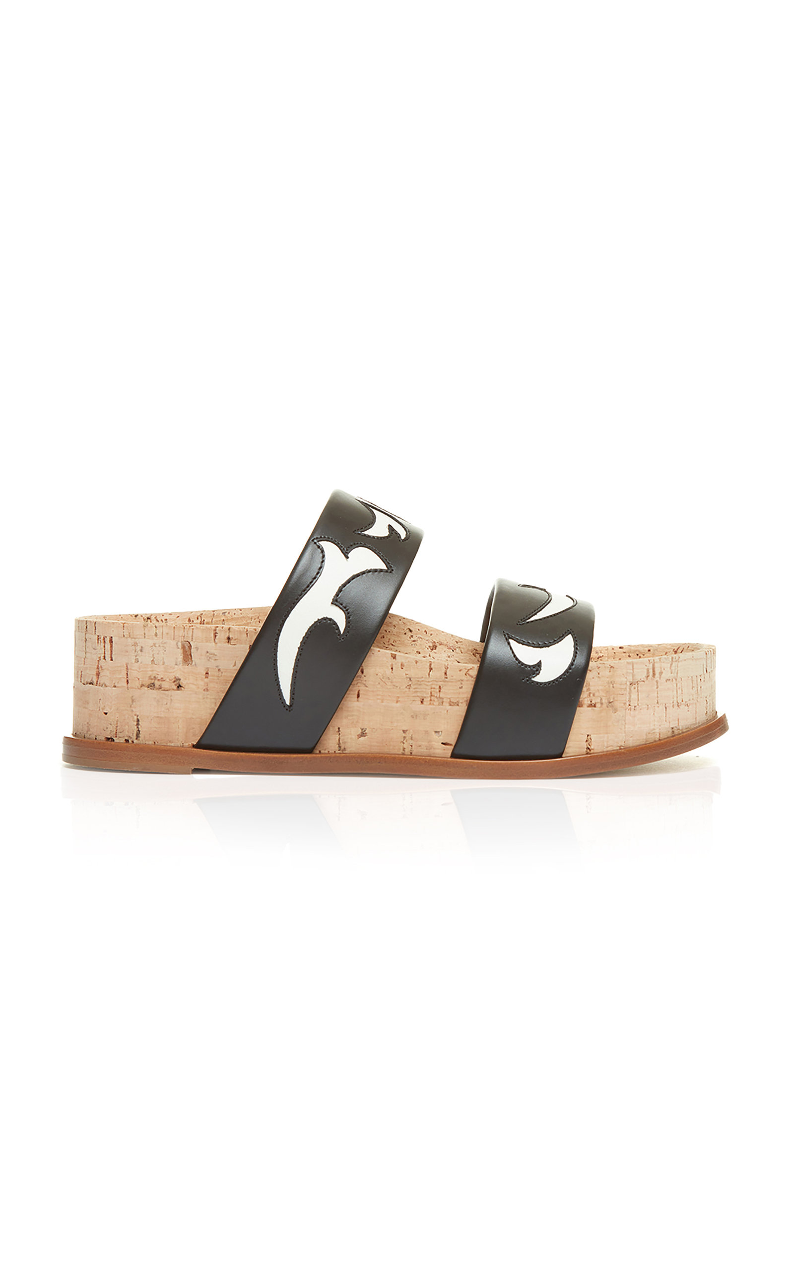 Gabriela Hearst Leather Striker Cork Platform Sandals In Black