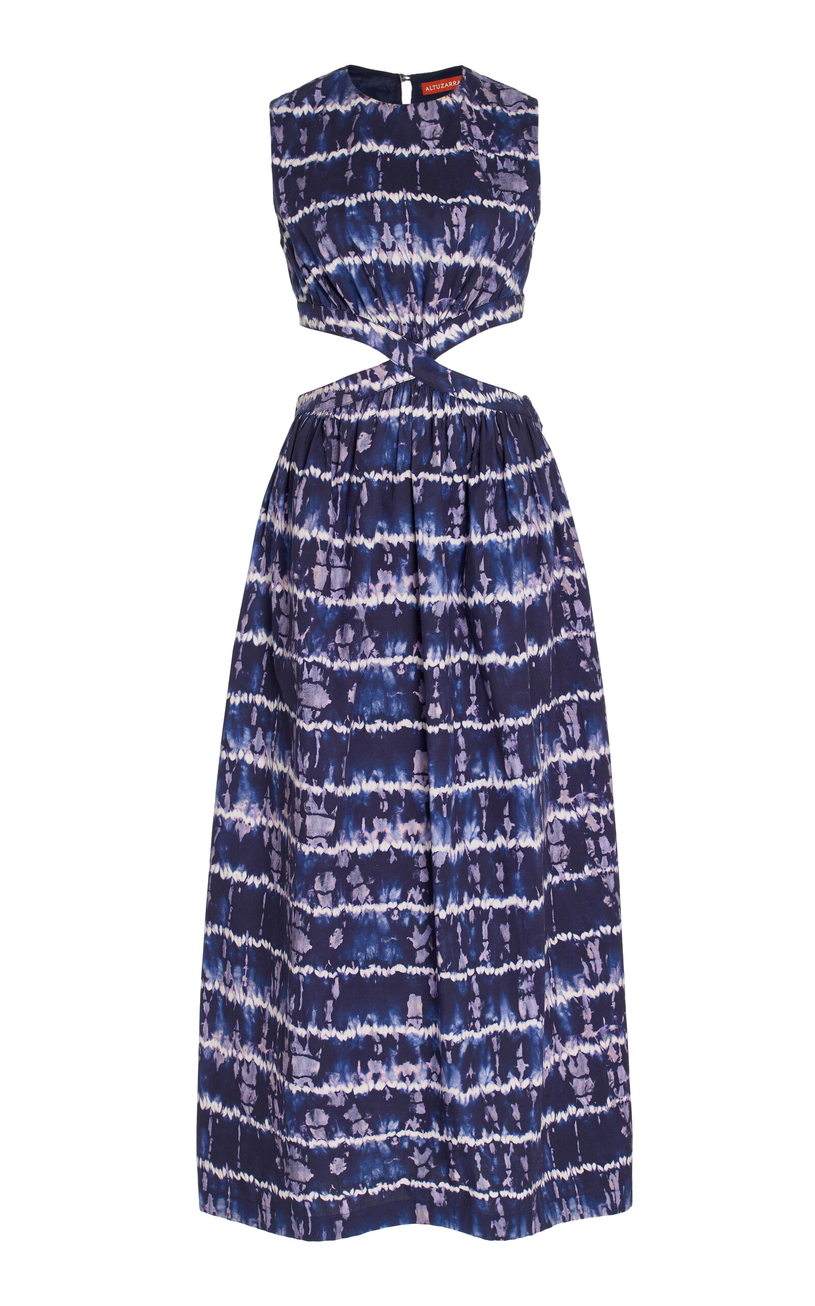 Shop Altuzarra Ashima Cutout Shibori-print Cotton Maxi Dress In Blue