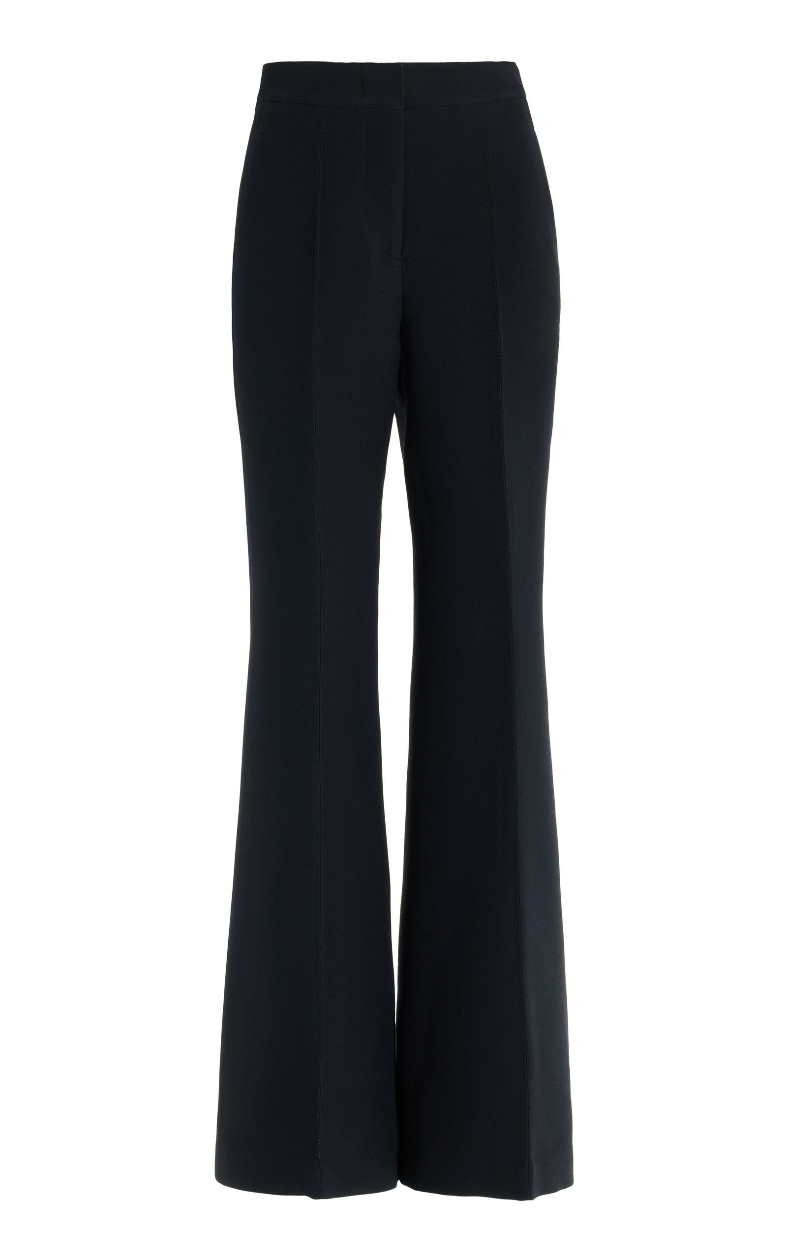 Gabriela Hearst Ennio Wool And Silk-blend Flared Pants In Black,white