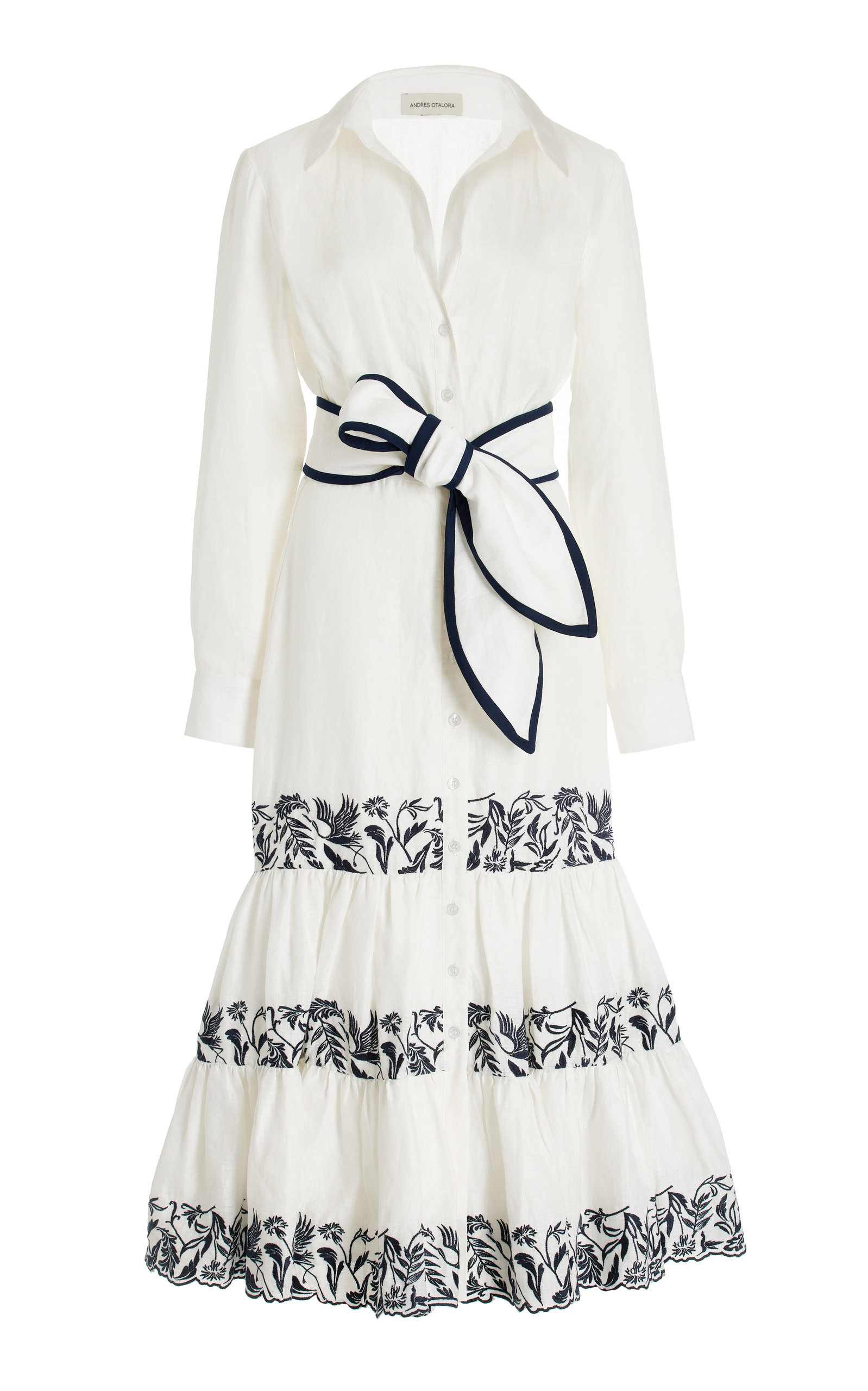 Andres Otalora Women's Las Cuevas Embroidered Linen Midi Dress
