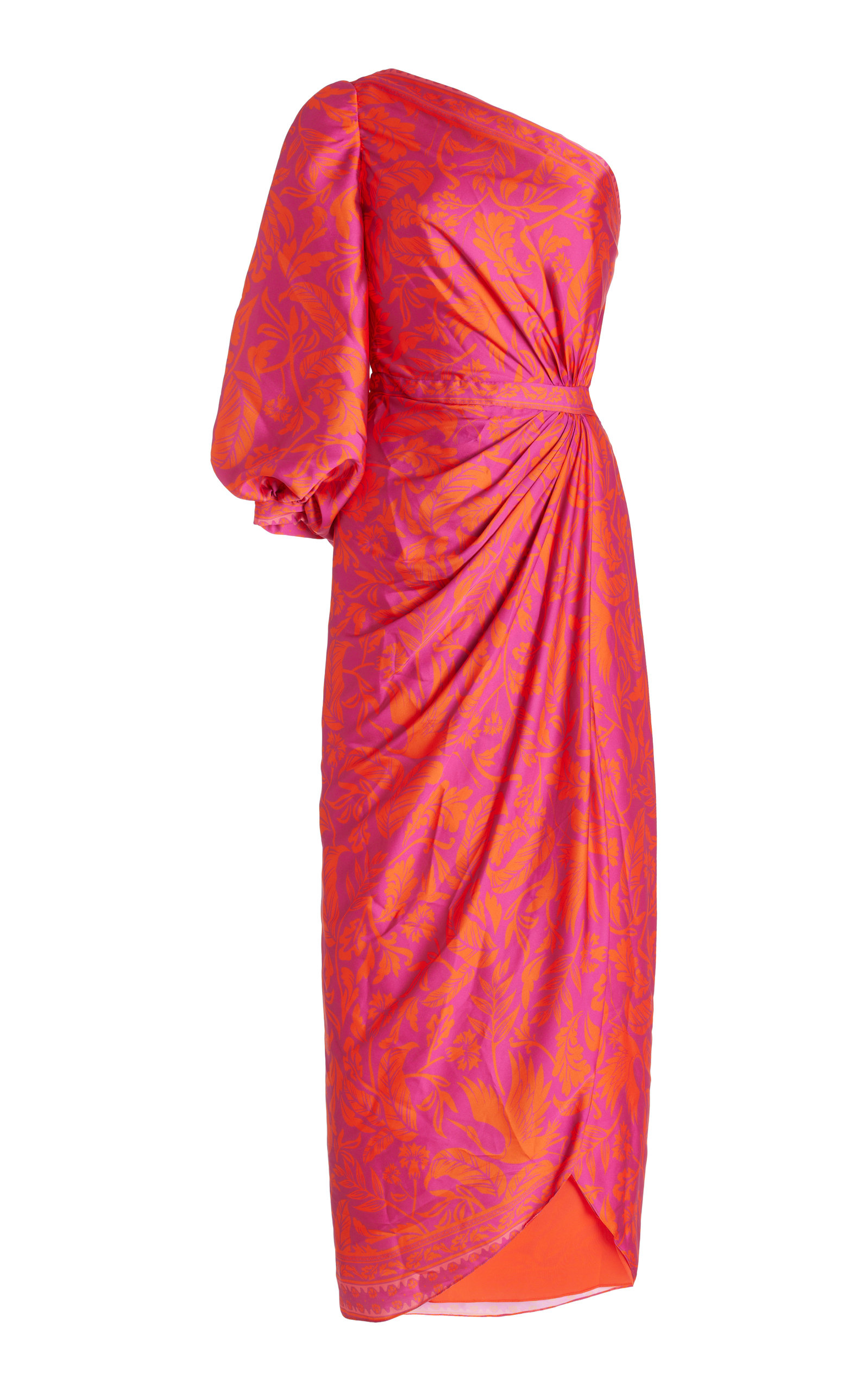Andres Otalora Tombuctu Asymmetric Twill Midi Dress In Print