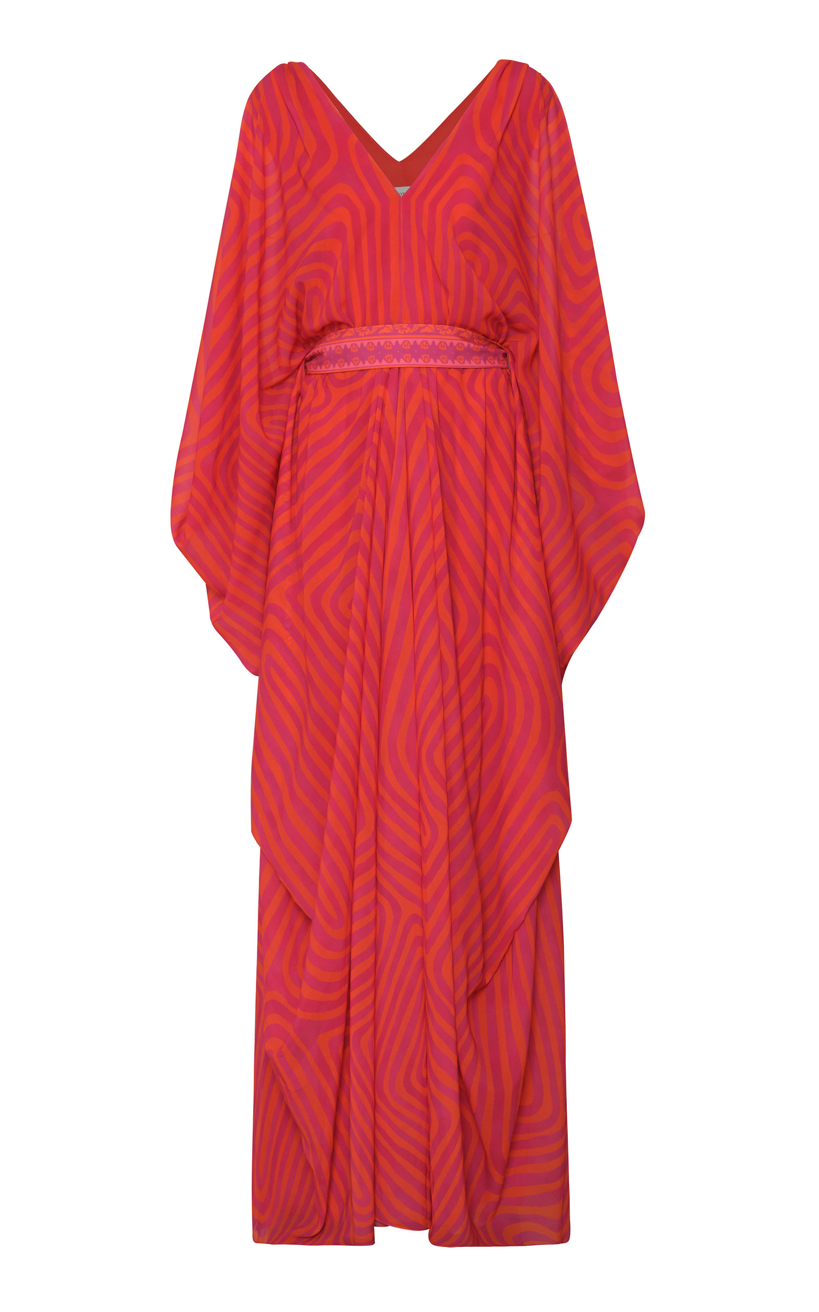 Andres Otalora Eva Belted Chiffon Caftan - Pink - M/L