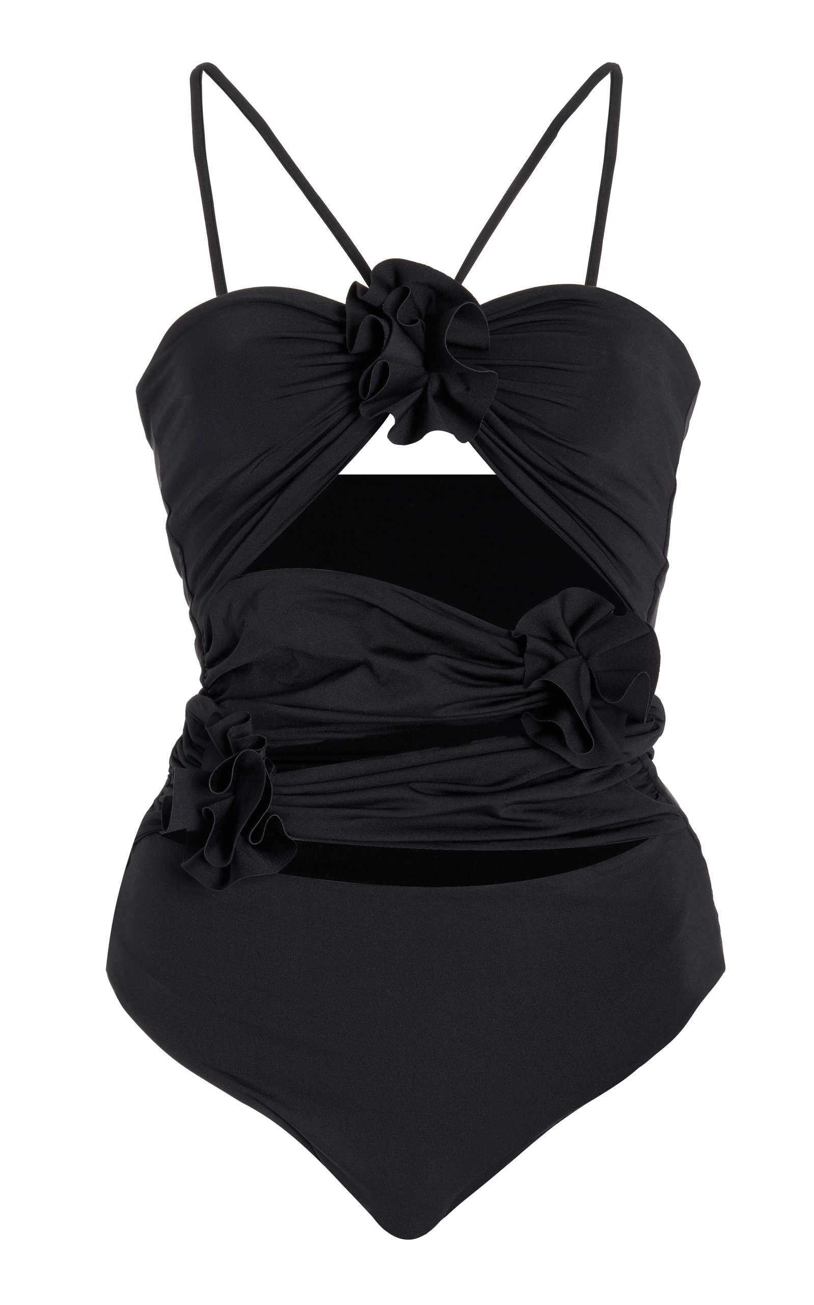 Maygel Coronel Trinitaria Cutout Halter One-piece Swimsuit In Black,white