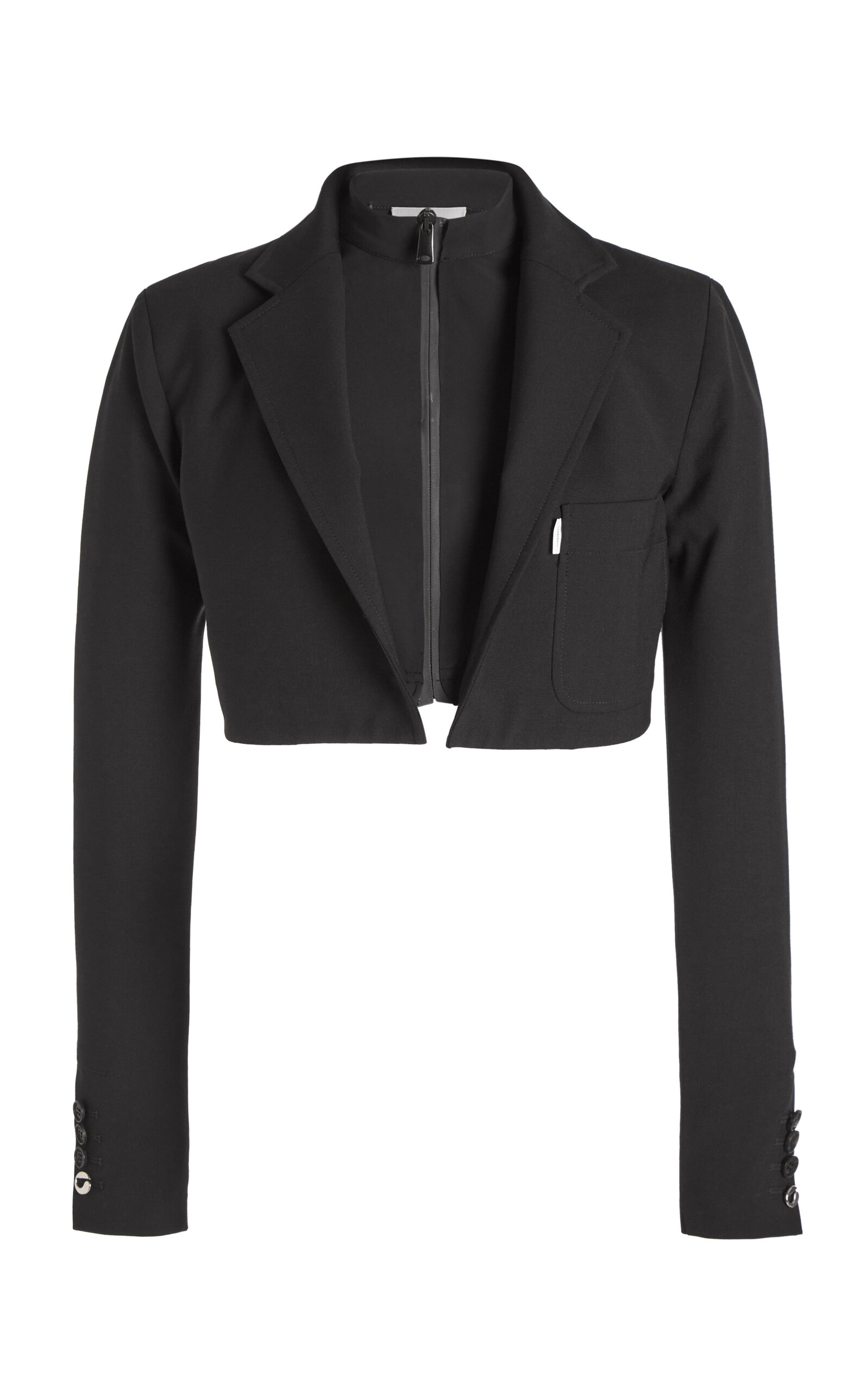 Coperni Cropped Belted Stretch-crepe Jacket In Black