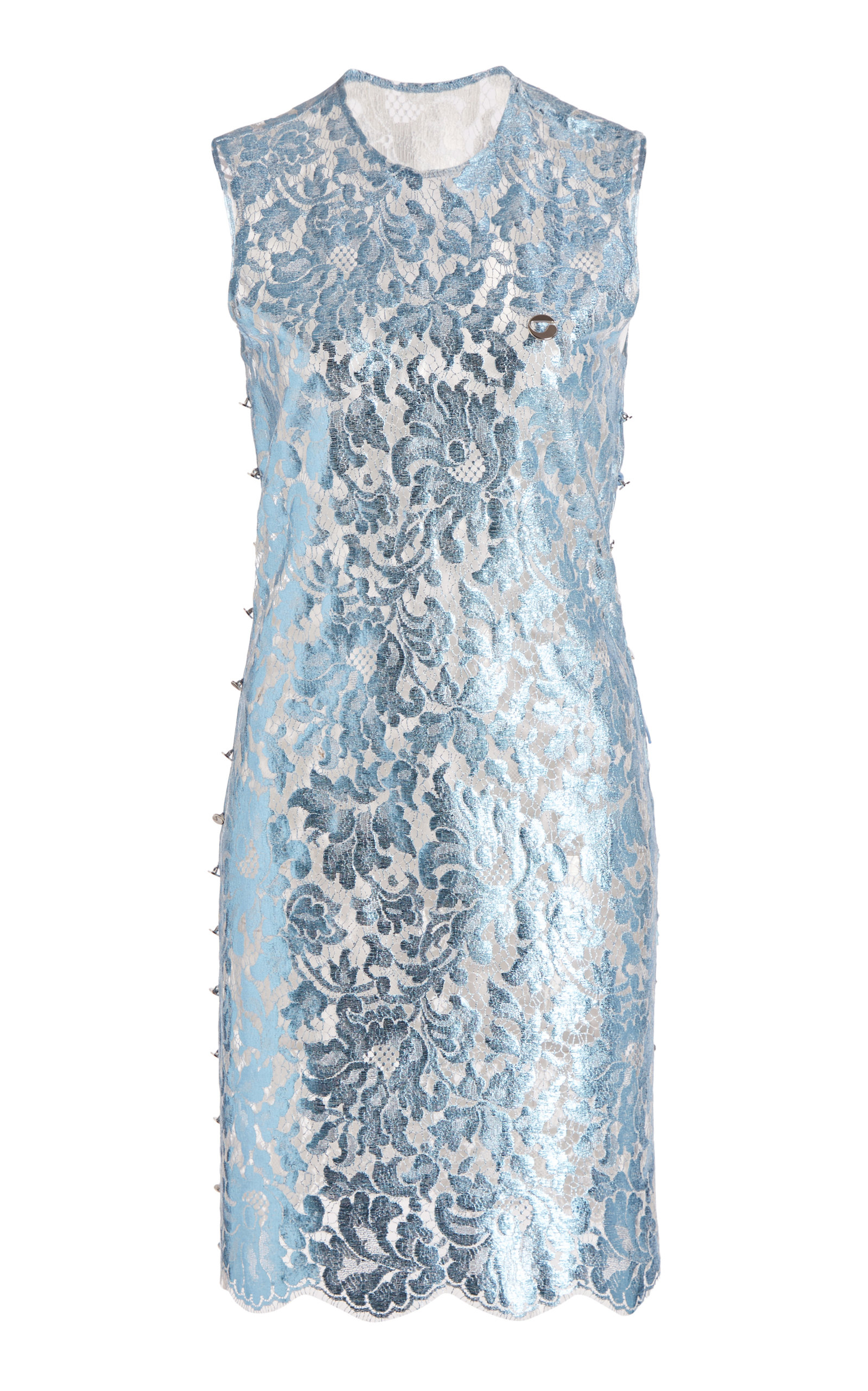 Coperni - Women's Metallic Lace Mini Dress - Blue - FR 36 - Moda Operandi