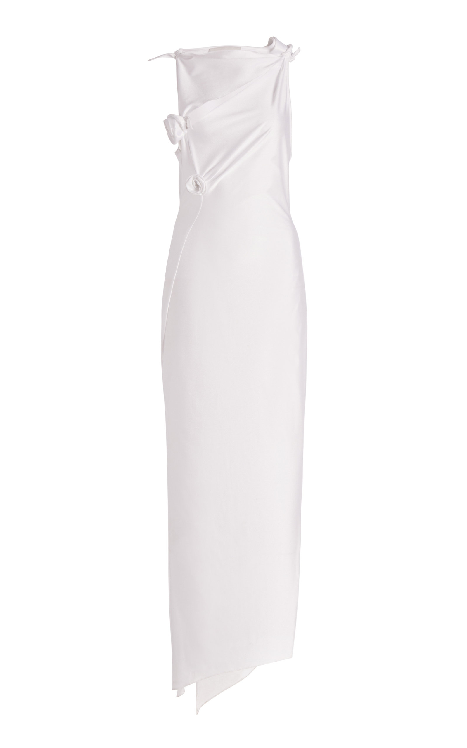 Coperni - Women's Asymmetric Flower Adorned Maxi Dress - White/black - Only At Moda Operandi