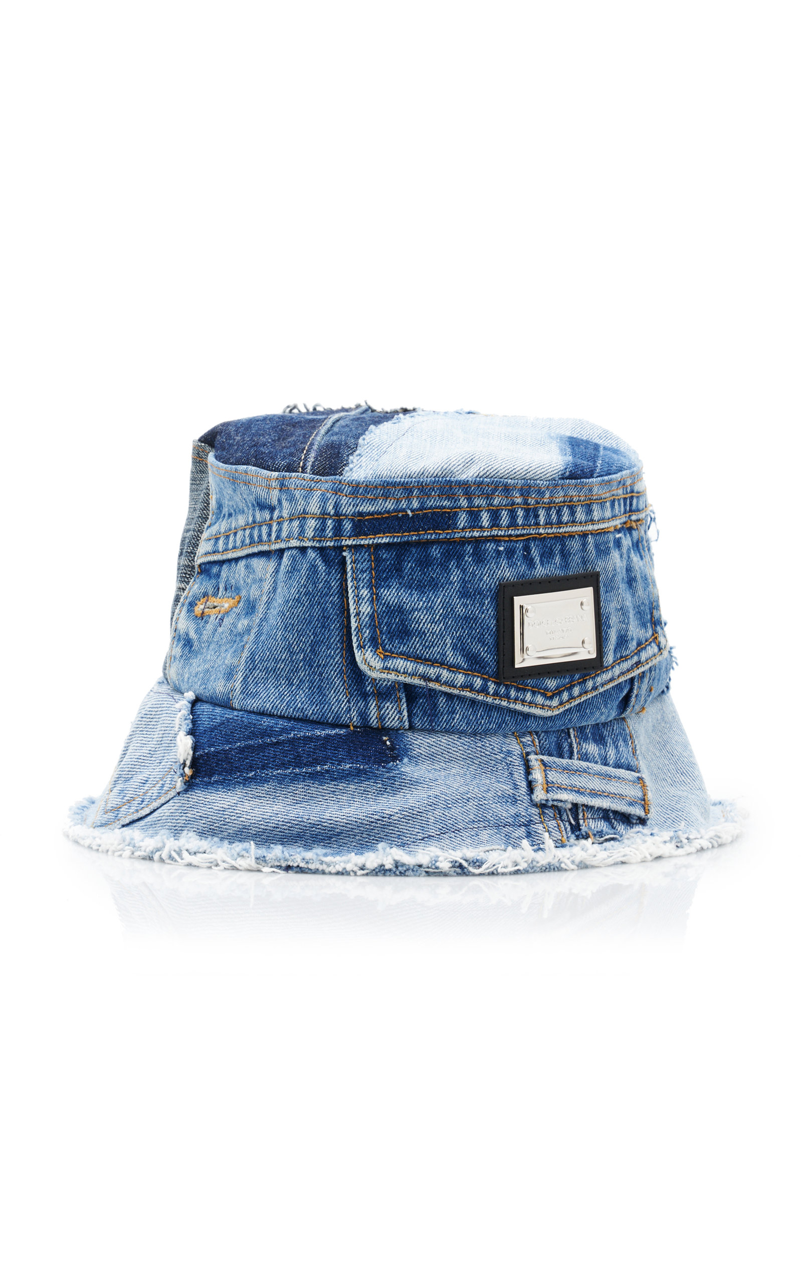 Dolce & Gabbana - Women's Patchwork Denim Bucket Hat - Blue - EU 56 - Moda Operandi