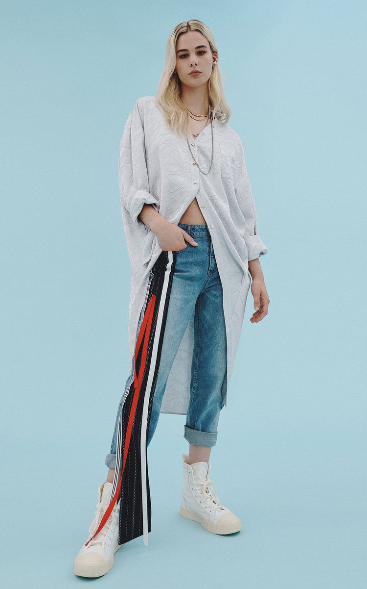Hellessy Women's Miller Marble-Jacquard Long Shirt