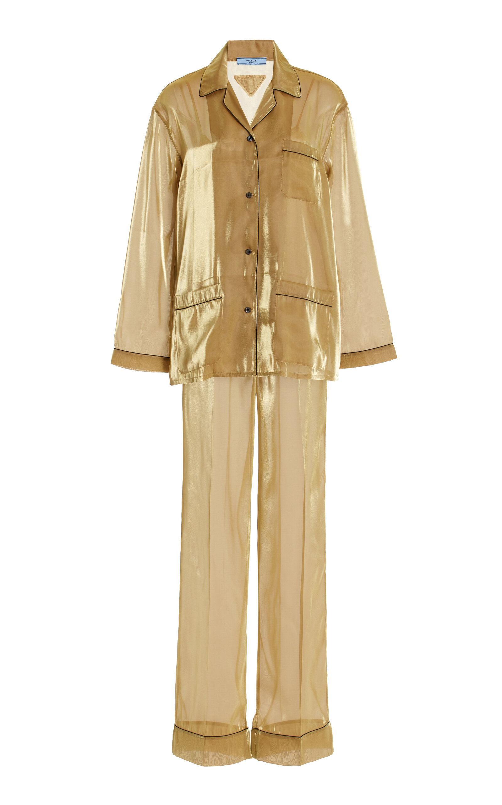 Prada Voile Satin Pajamas In Brown