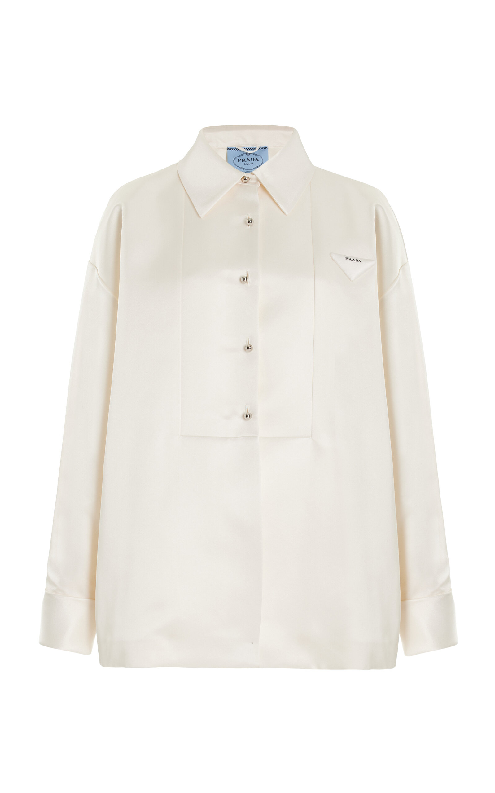 Prada - Women's Double-Faced Satin Tux Overshirt - White - IT 38 - Moda Operandi