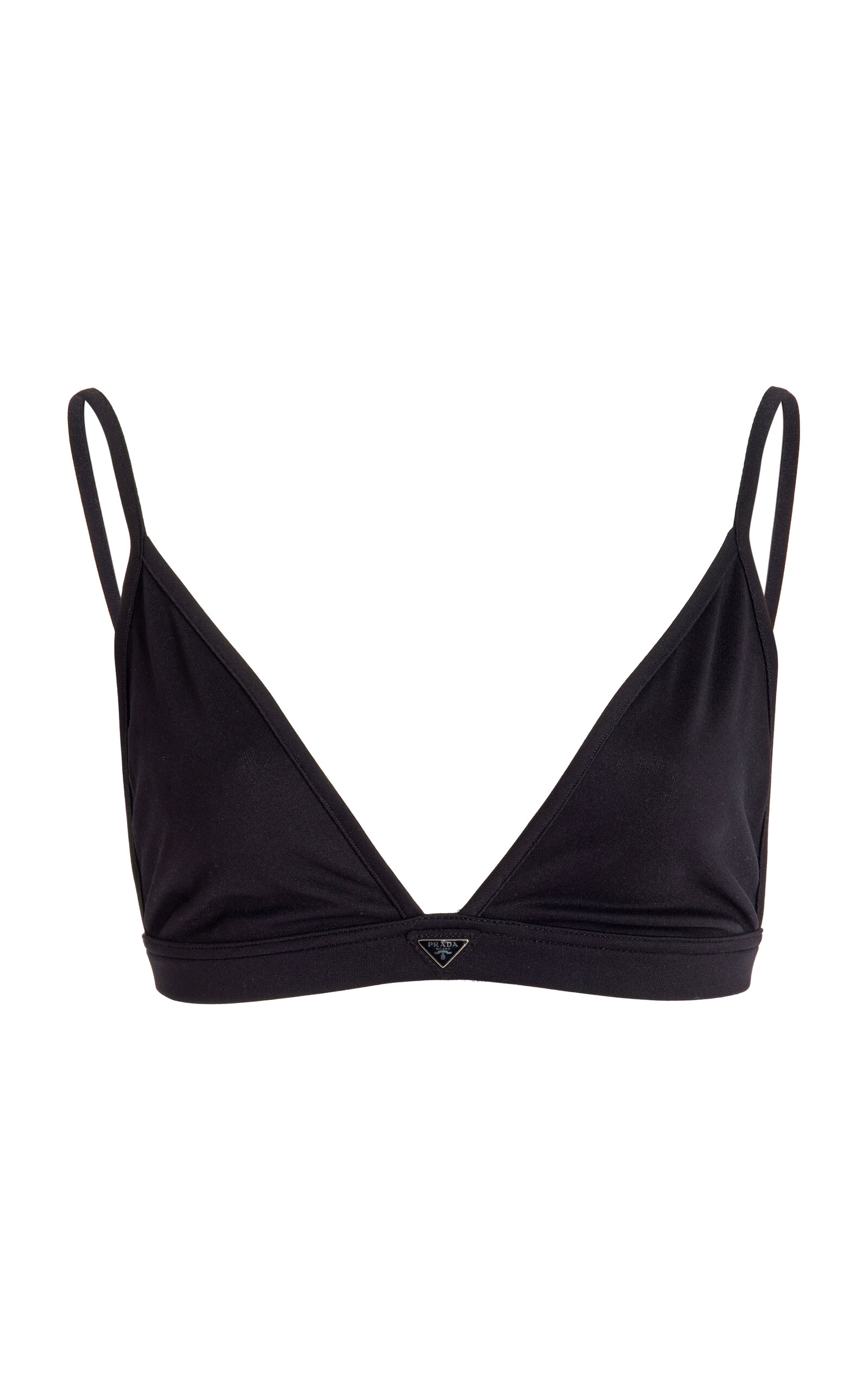 Prada Triangle-logo Bralette Top In Black