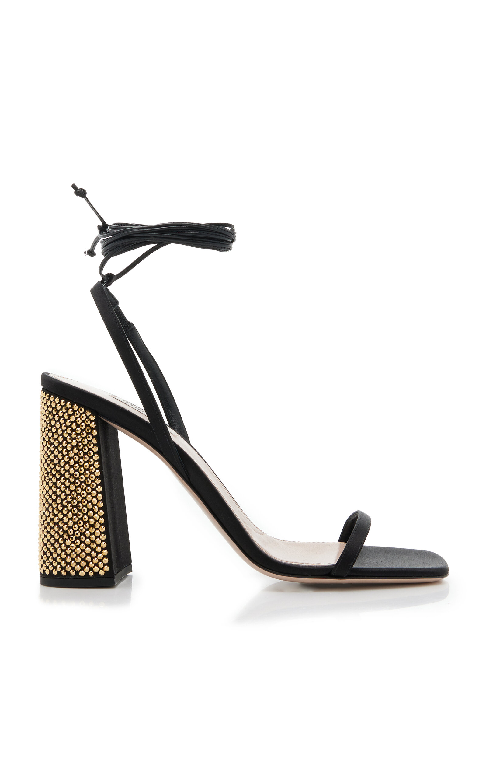 Miu Miu Crystal-embellished Satin Sandals In Black