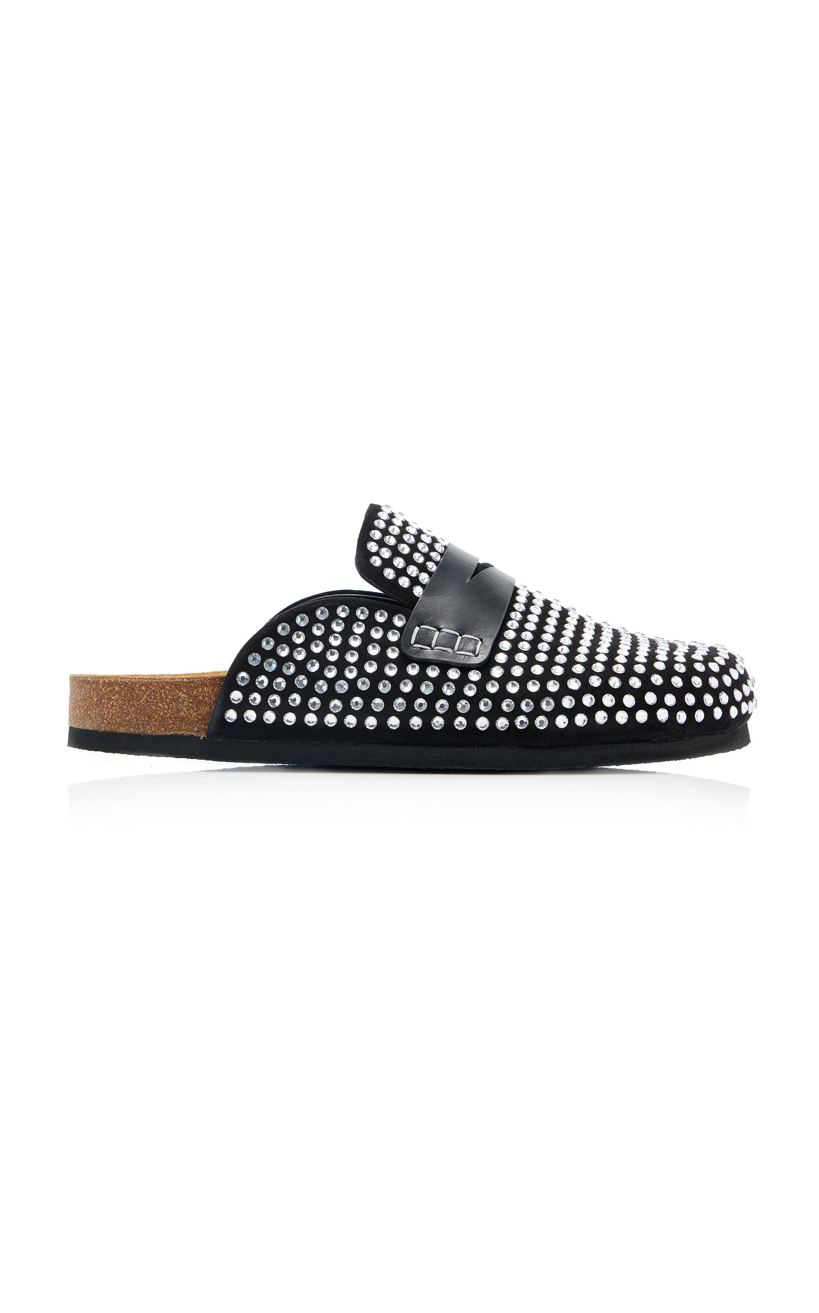 JW ANDERSON WOMEN'S STRASS CRYSTAL-STUDDED SUEDE LOAFER 