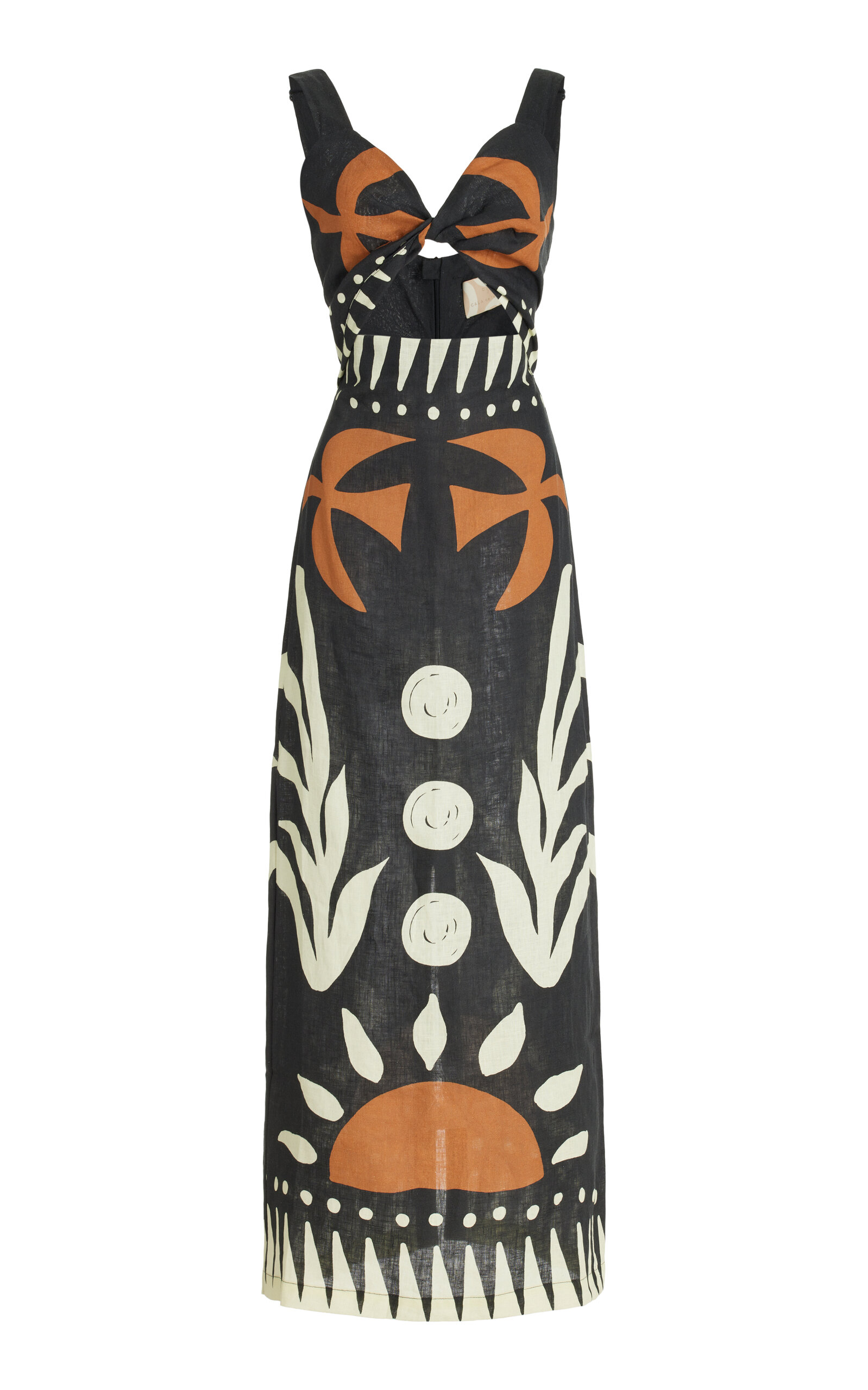 Cala de la Cruz Women's Lizzie Cutout Linen Midi Dress
