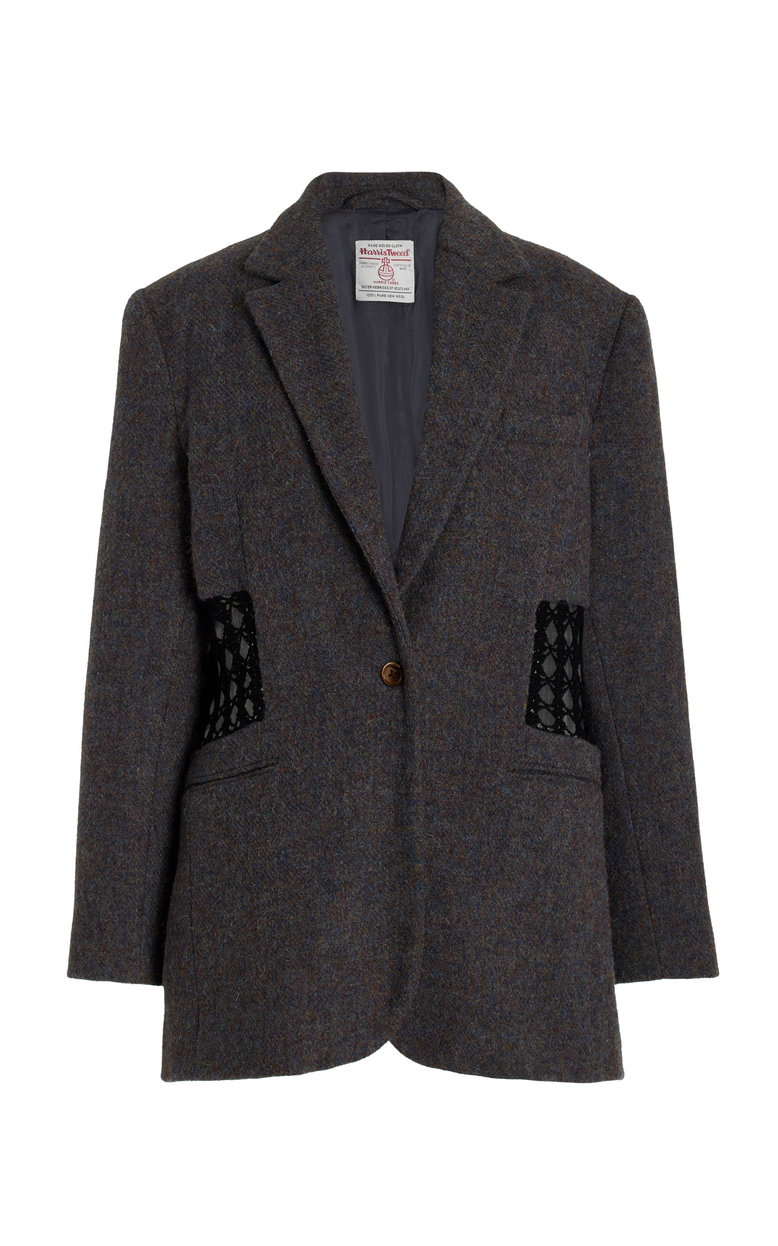 Diotima Women's Rupture Crochet Detail Wool Tweed Blazer