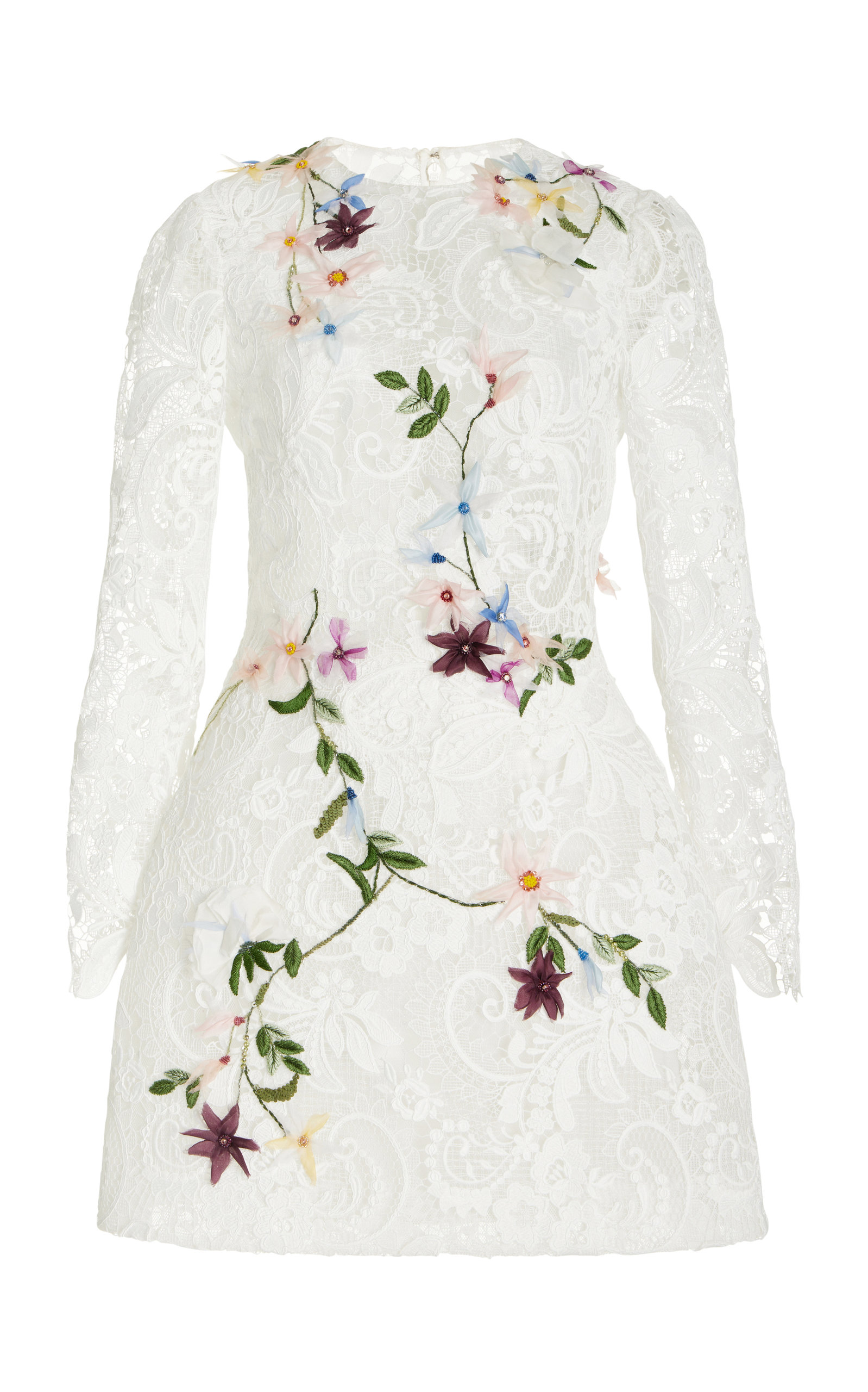 Monique Lhuillier Women's Embroidered Lace Mini Dress In White