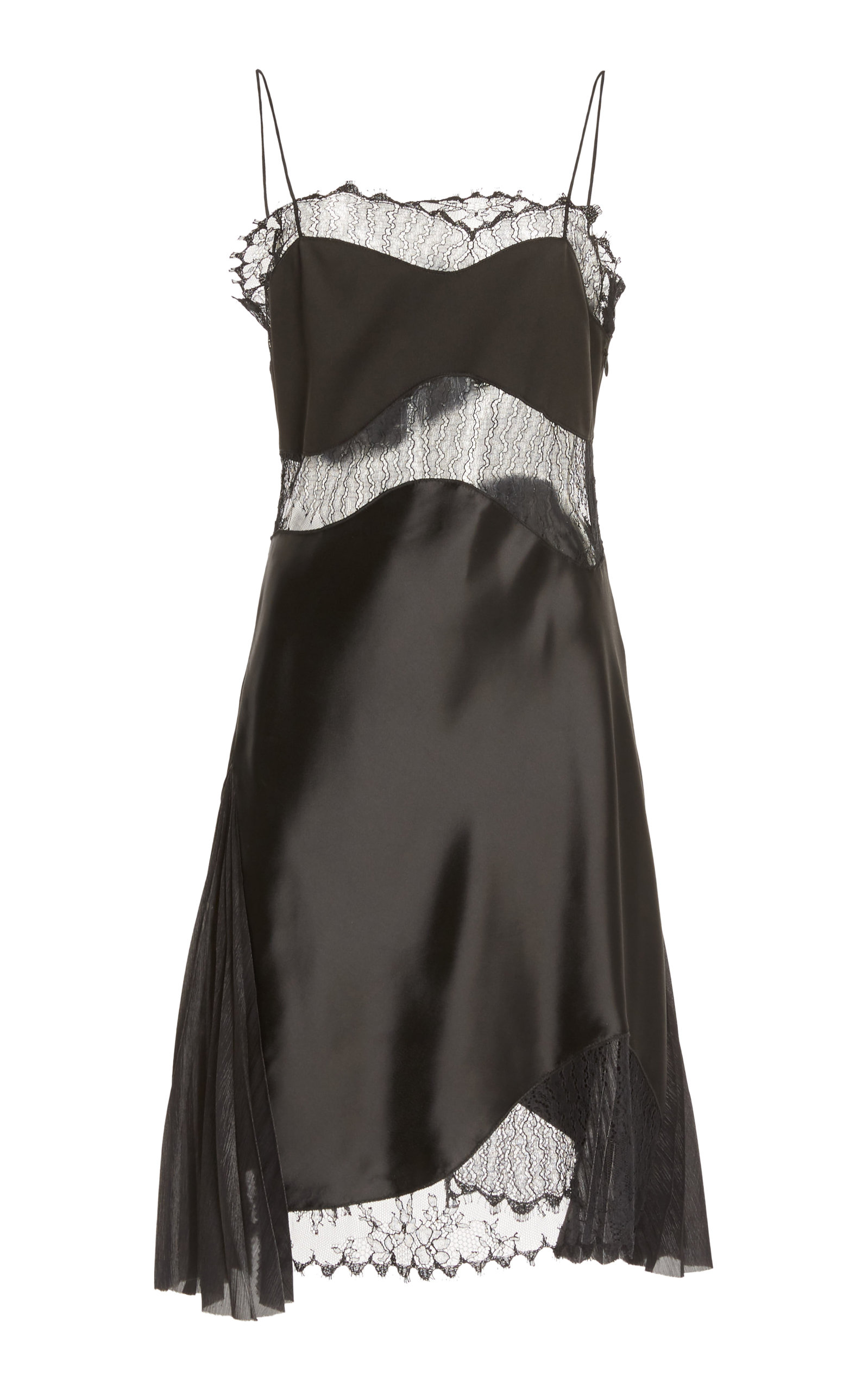 Victoria Beckham Lace Intarsia Mini Cami Dress In Black
