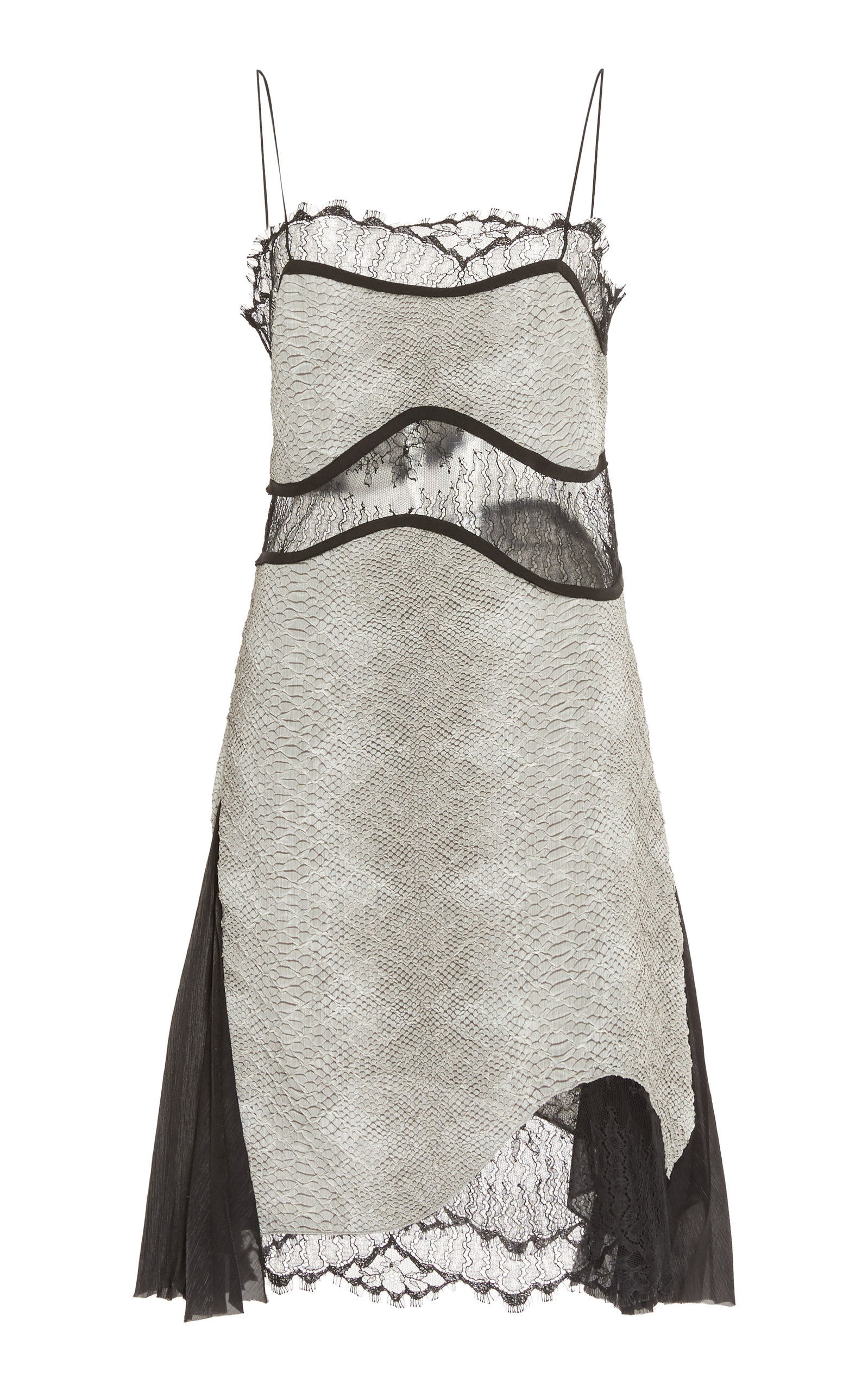 Victoria Beckham Lace-trimmed Printed Plisse Mini Camisole Dress In Animal