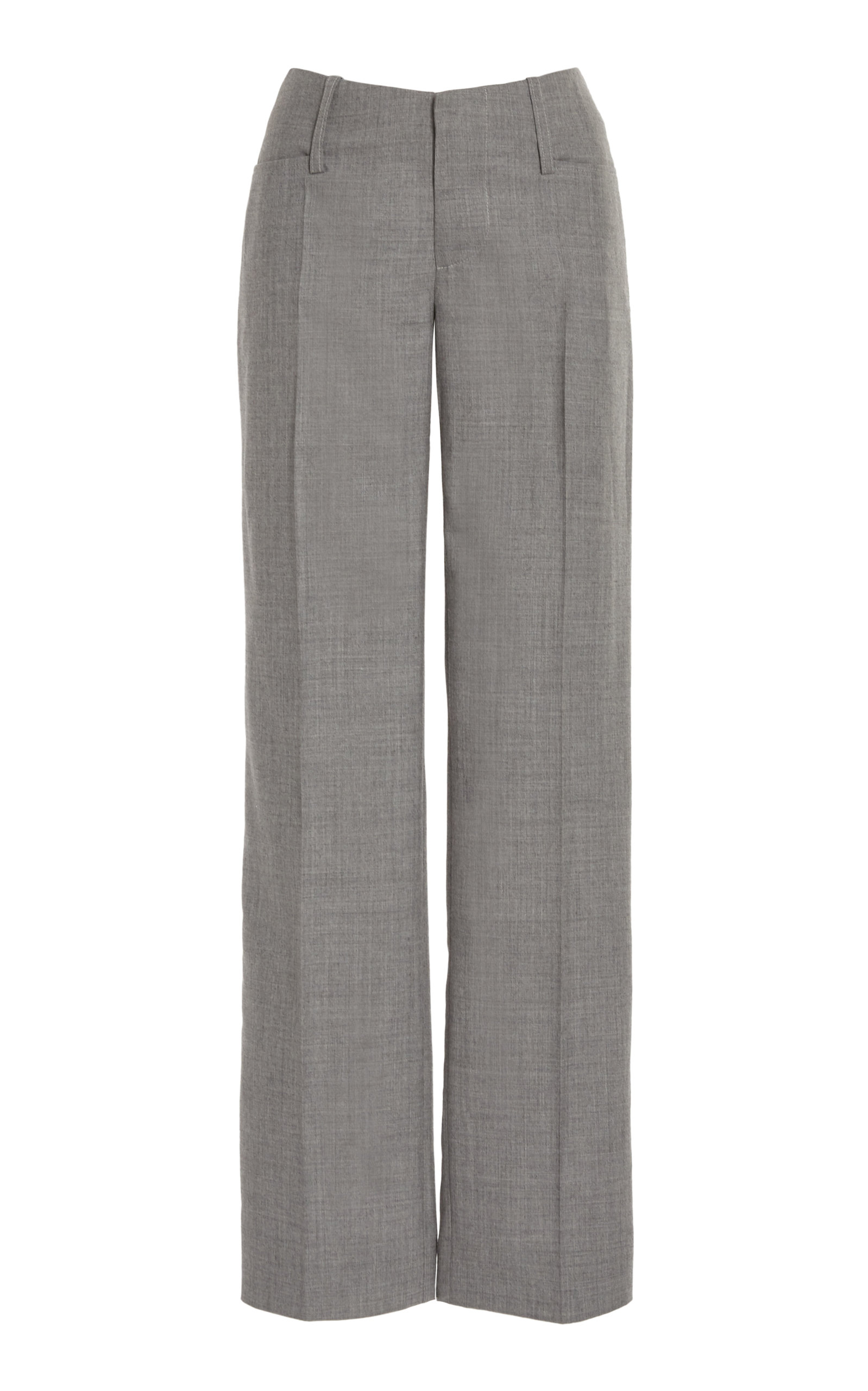 Victoria Beckham Pleated Wide-leg Virgin Wool Pants In Grey
