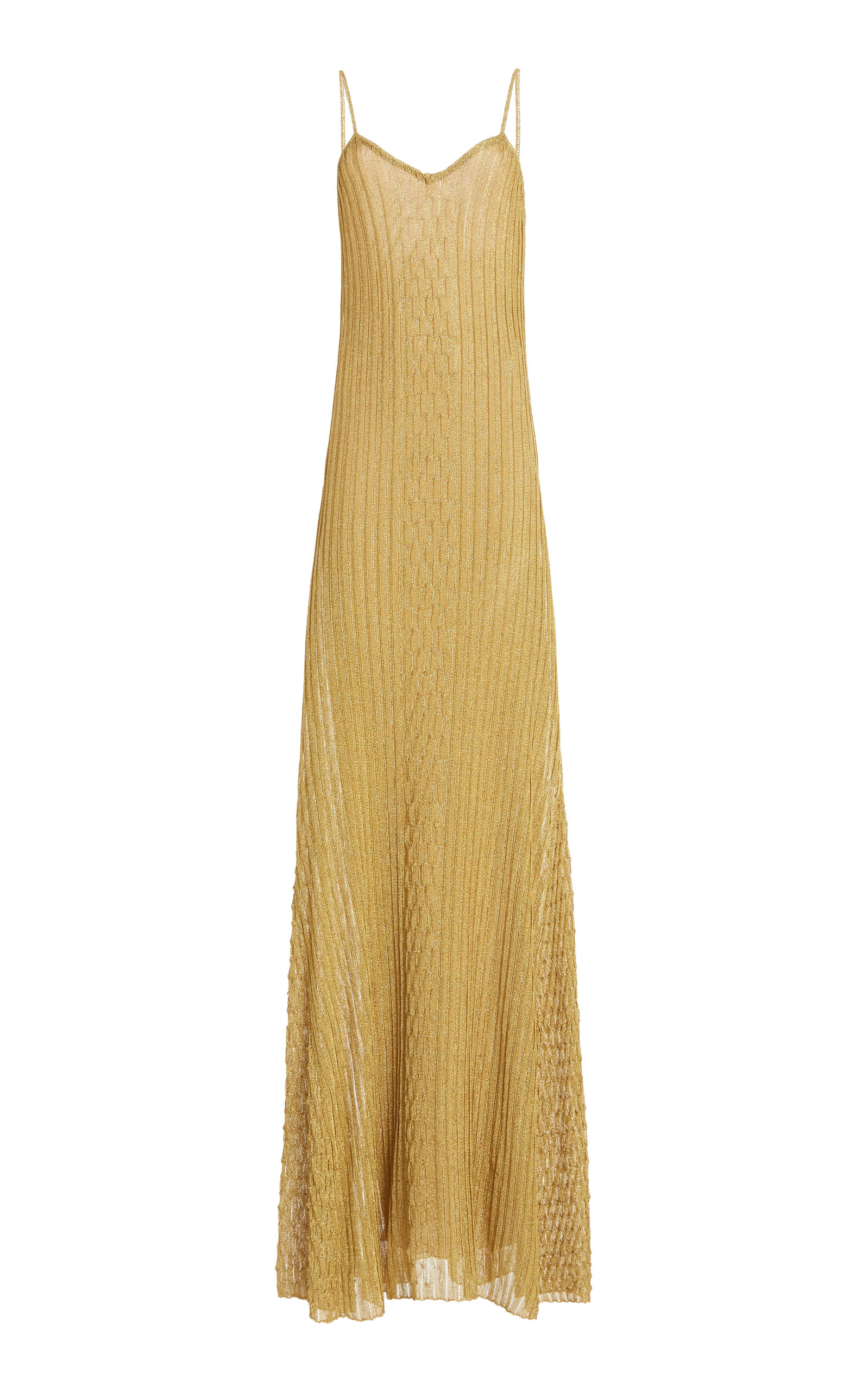 Victoria Beckham Metallic Ribbed-knit Maxi Dress In Gold
