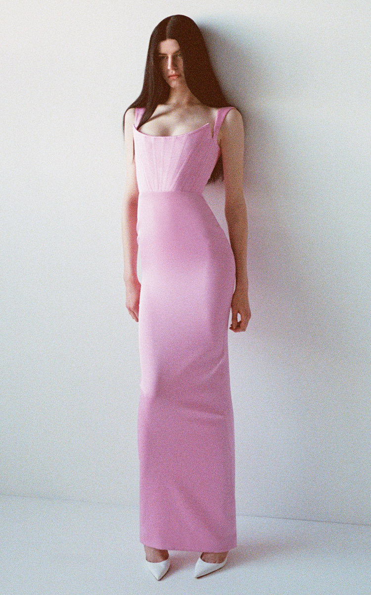 Alex Perry HALSE satin crepe corset gown