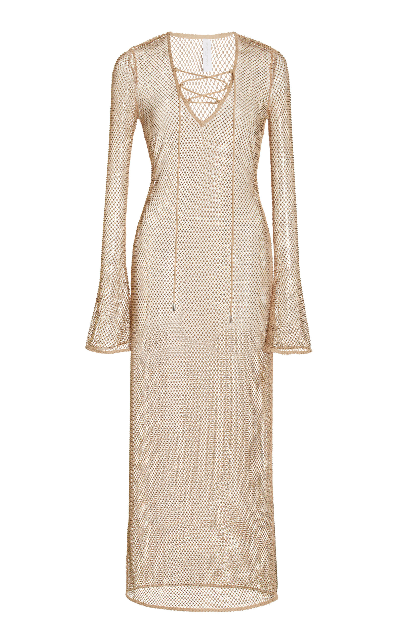 gold mesh cover up dress Wide Eyed Girl Long Crochet Coverup Maxi Dress in Gold Metallic