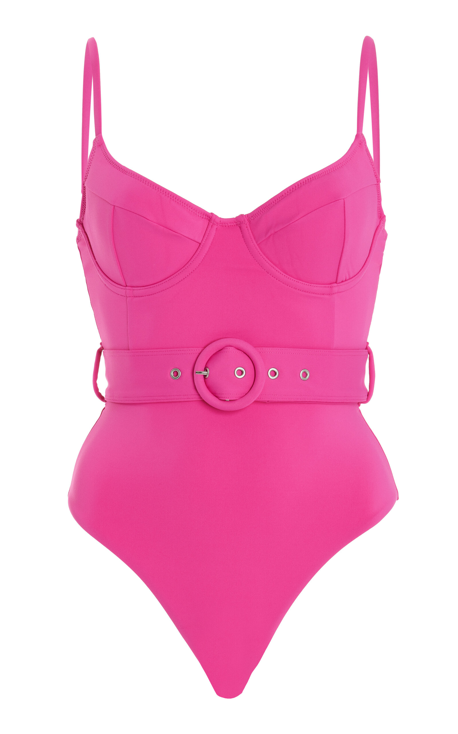 Simkhai Noa Solid Belted Underwire One-piece Swimsuit In Pink