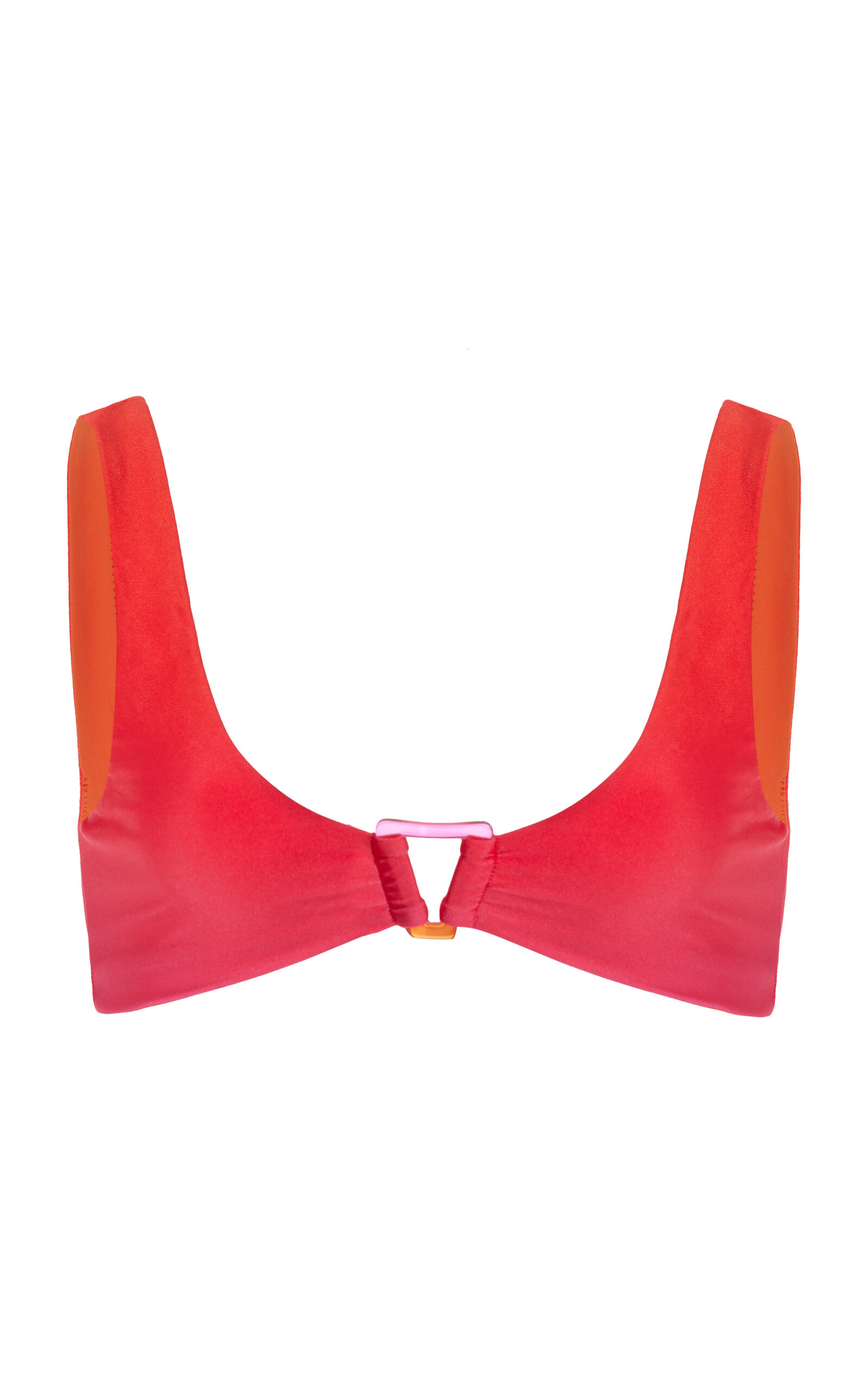 Jonathan Simkhai Raquel Satin Ombre Ring Bikini Top In Tangerine Ombré