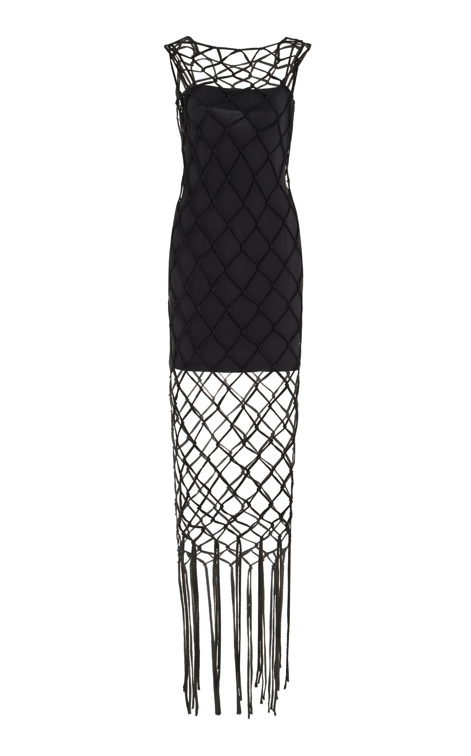 Third Form Crochet-layered Jersey Dress In Black