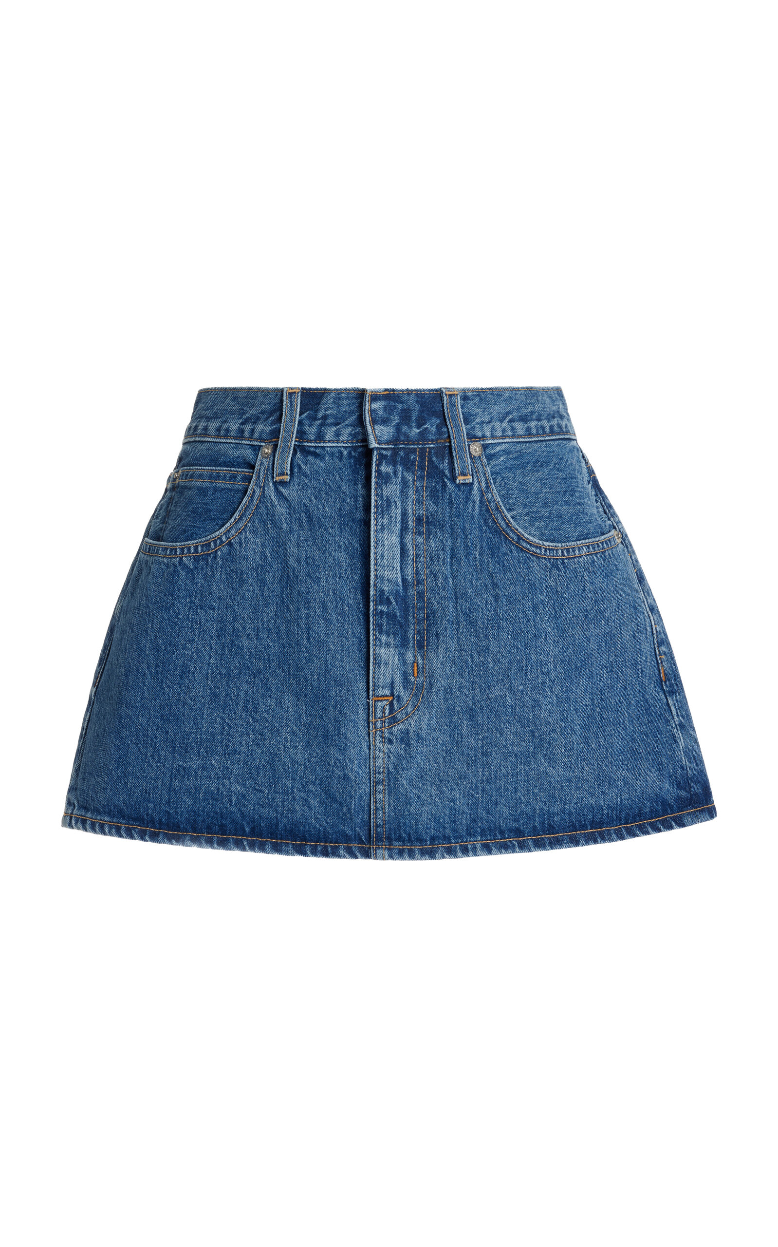 SLVRLAKE WOMEN'S LOW-RISE DENIM MICRO-MINI SKIRT