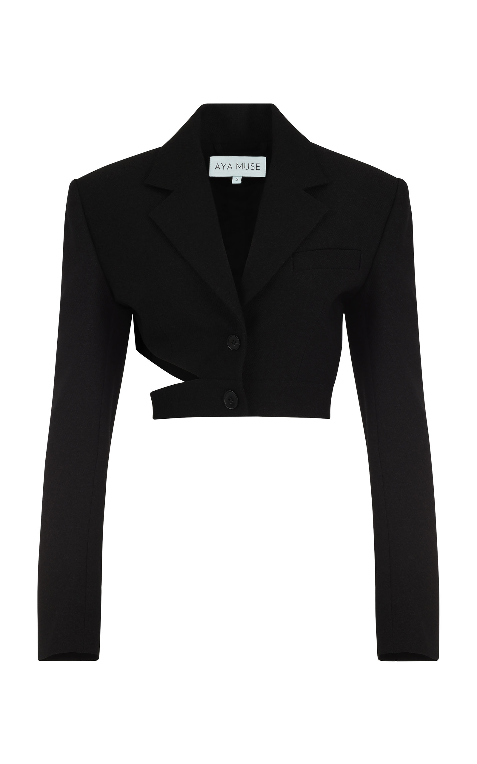 Aya Muse Osmia Cutout Cropped Blazer In Black | ModeSens