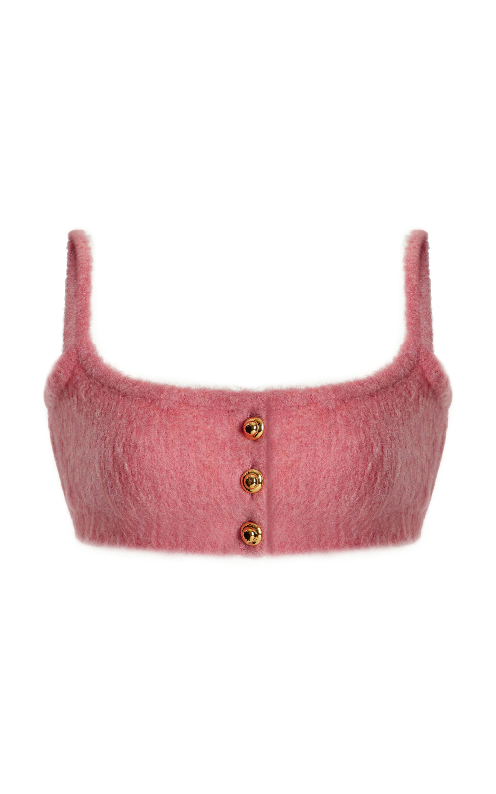 Miu Miu Wool Boucle Cropped Top In Pink