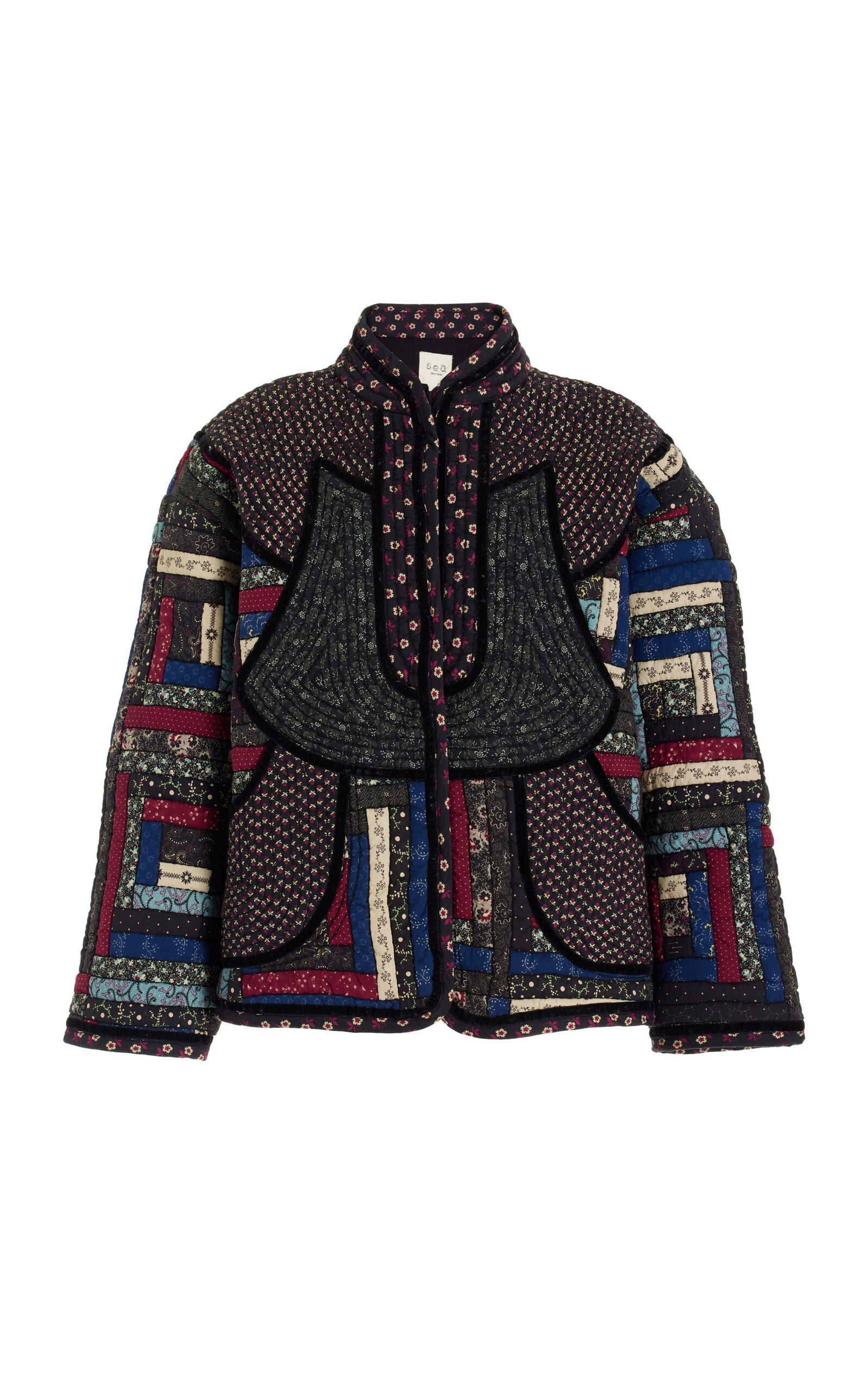 Sea Alani Velvet-trim Quilted Cotton Jacket In Multi-colour | ModeSens