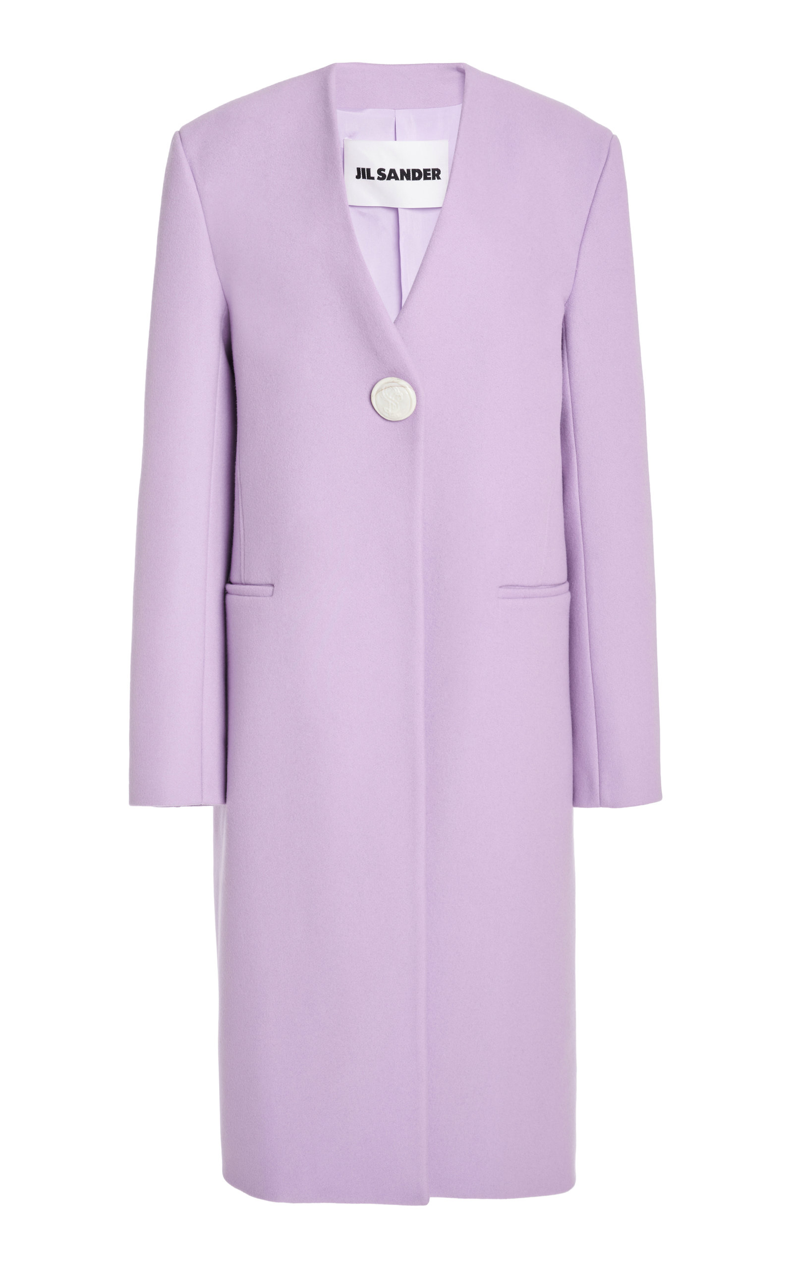 Single-Breasted Cashmere-Blend Collarless Coat