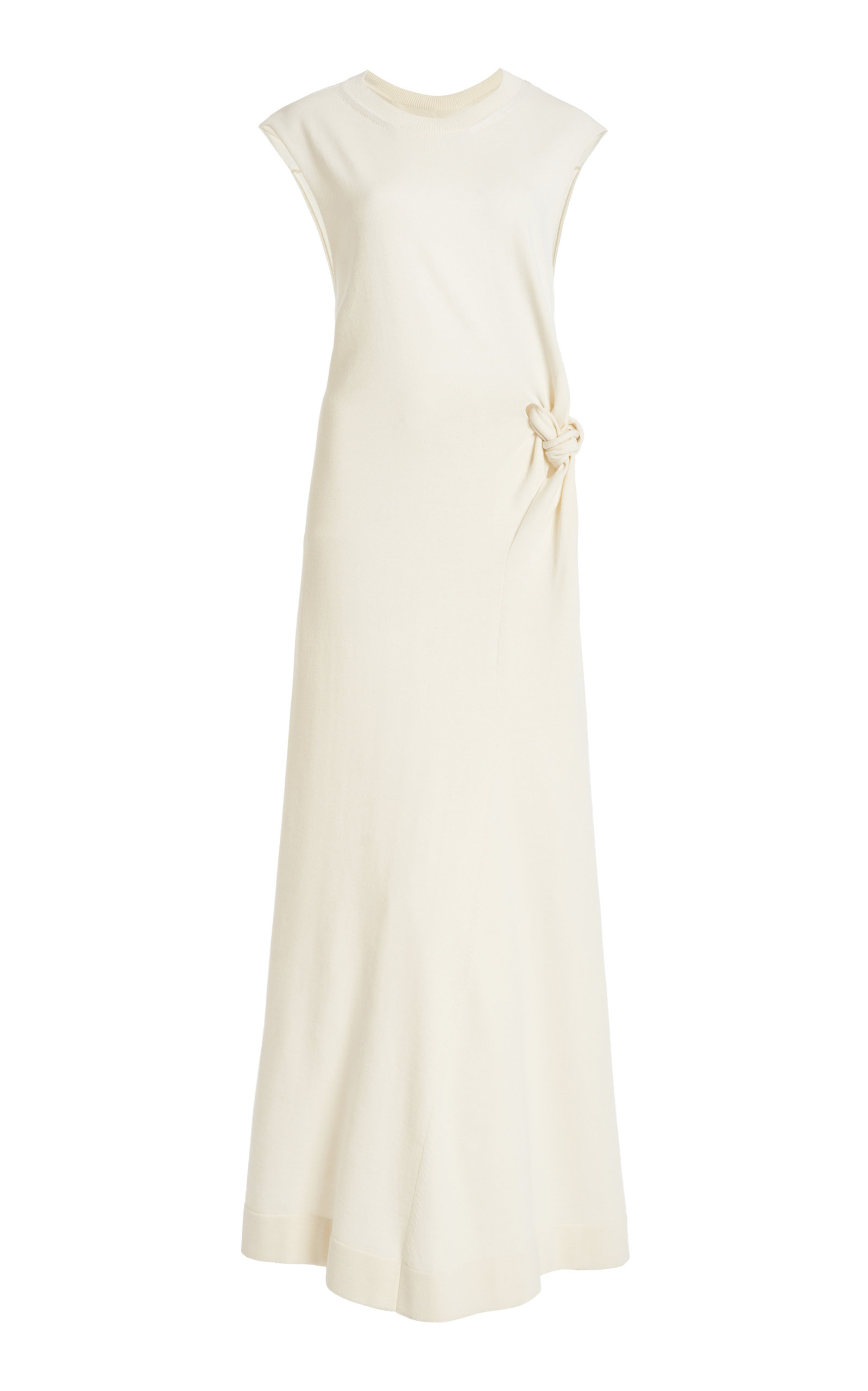 Jil Sander Knotted Wool Maxi Dress In Neutral