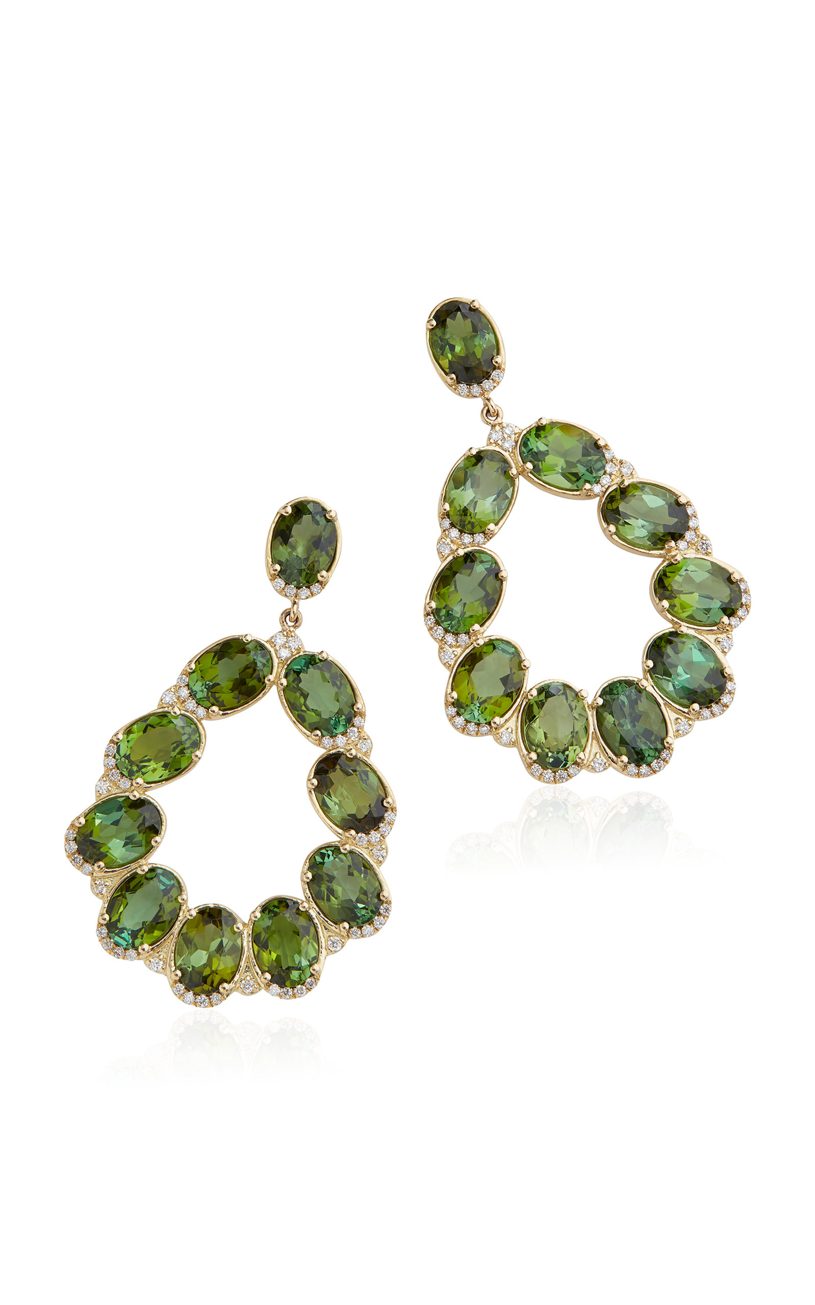 Jamie Wolf 18k Yellow Gold Diamond Detailed Green Tourmaline Pearshape