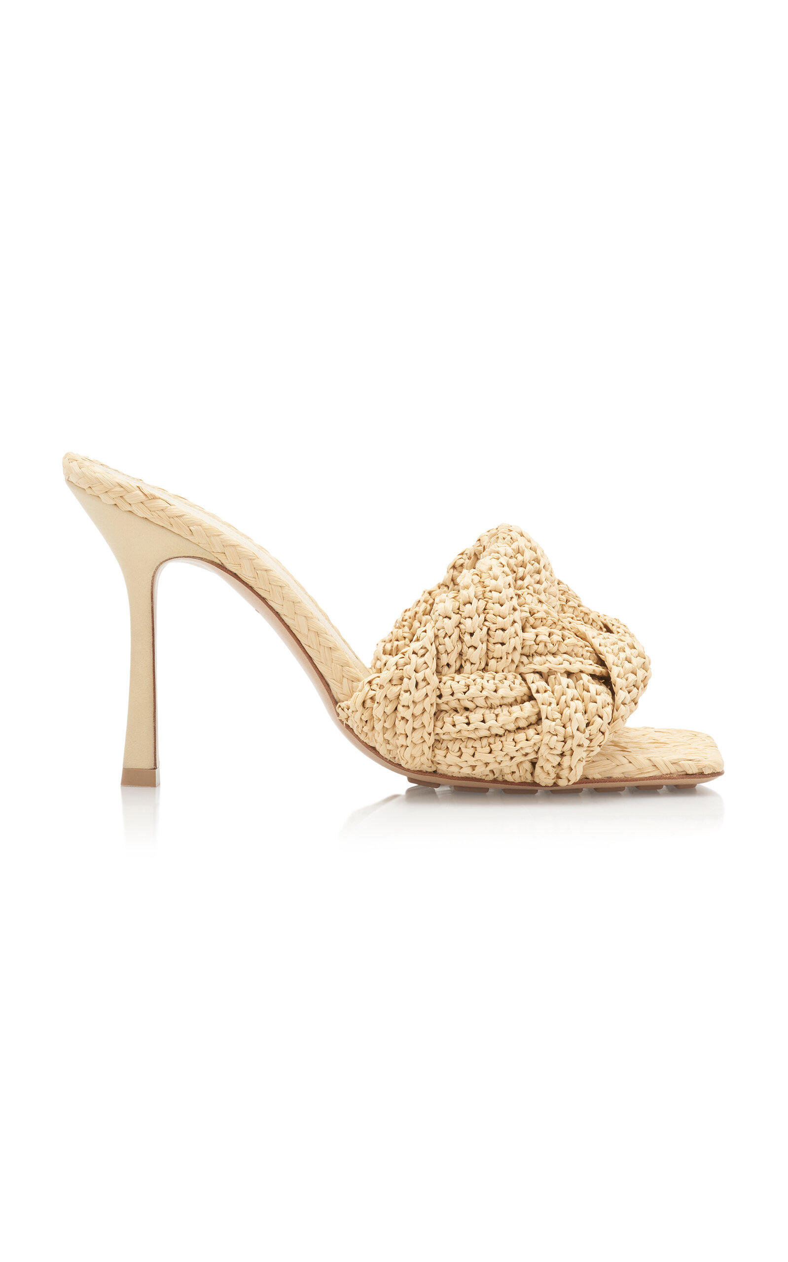 Shop Bottega Veneta Lido Raffia Leather Mule Sandals In Neutral