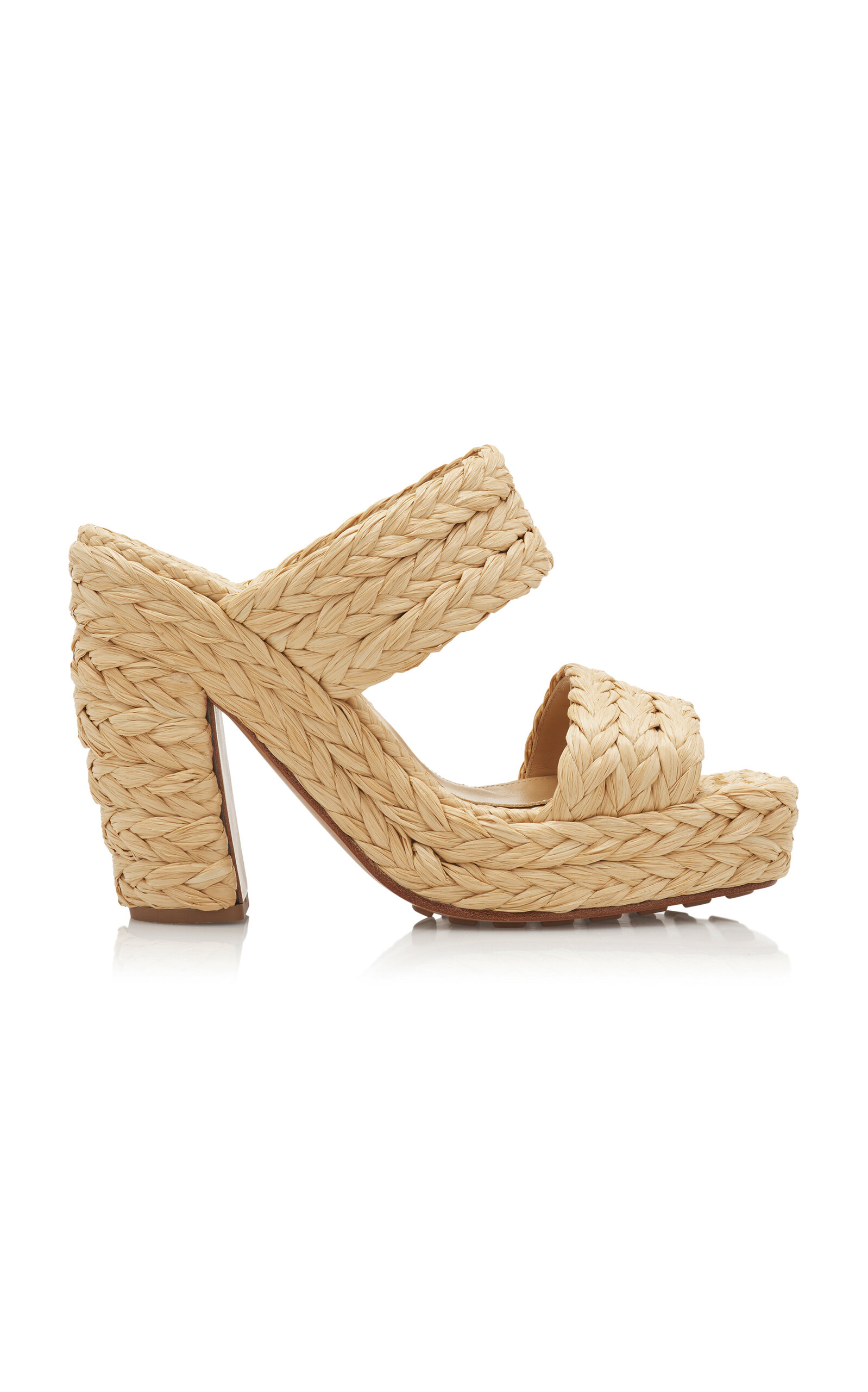 Shop Bottega Veneta Trinity Raffia Sandals In Neutral