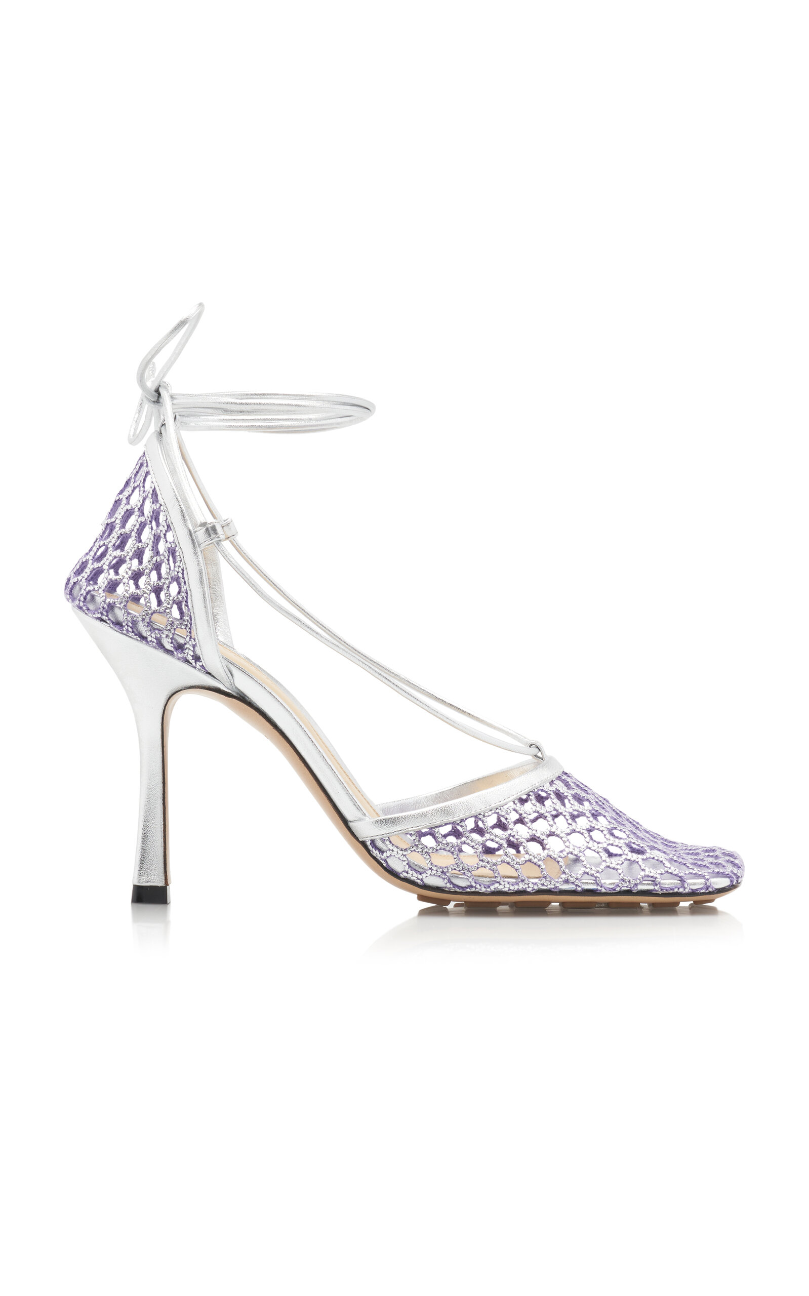 Shop Bottega Veneta Stretch Metallic Sandals In Purple