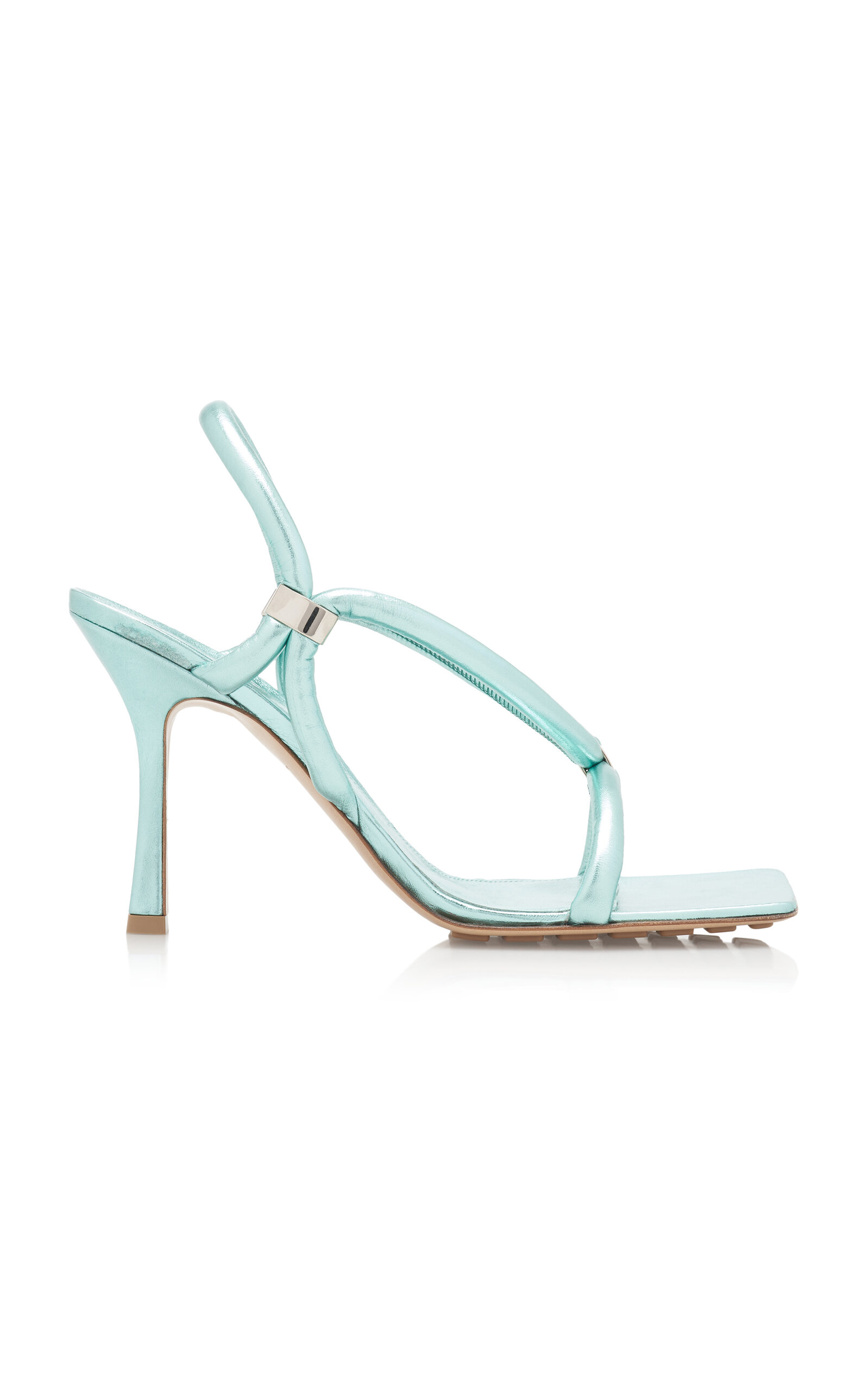 Bottega Veneta Blue Stretch Strap Sandal In 4545 Pale Blue