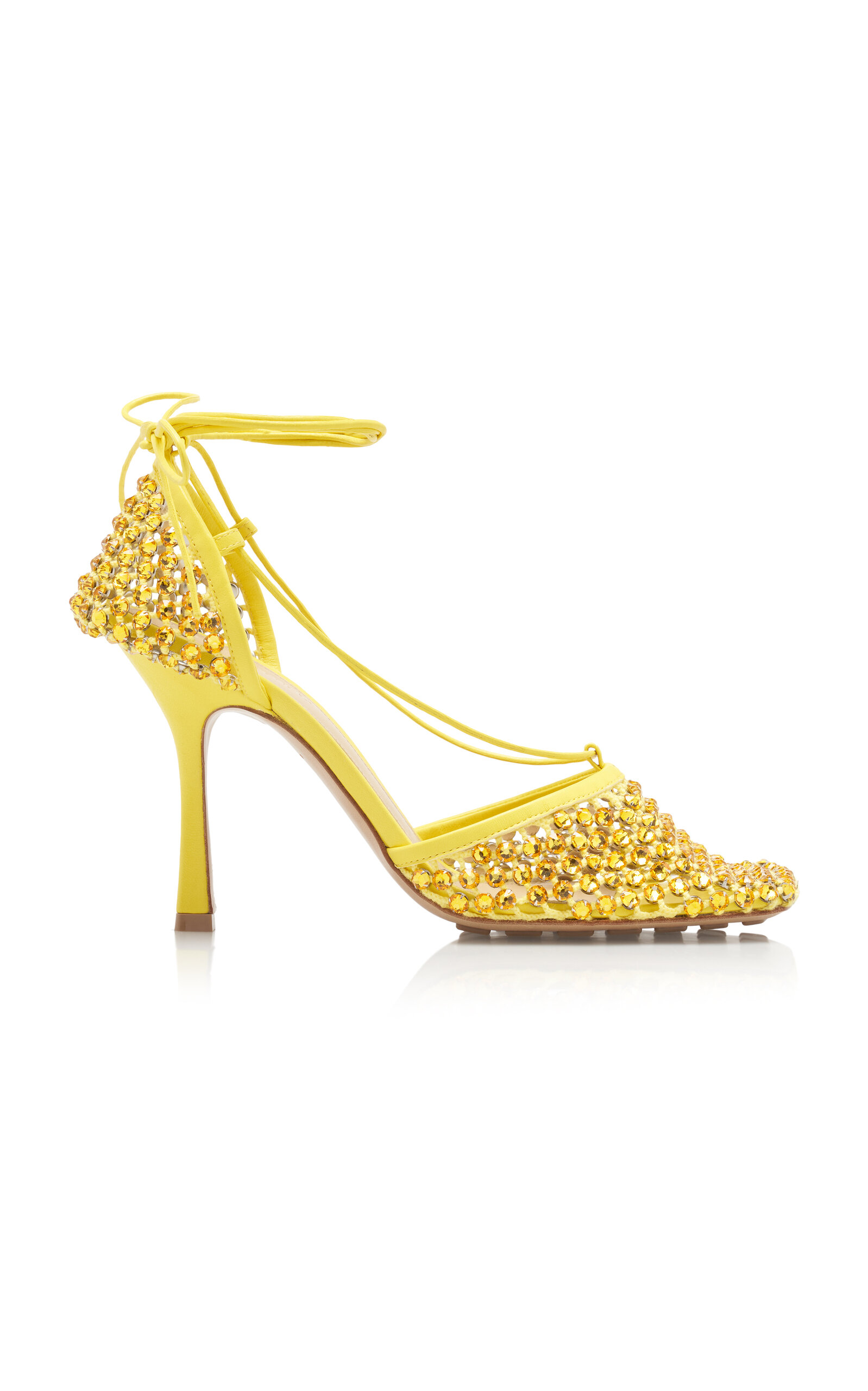 Bottega Veneta Sparkle Stretch Sandals In Yellow