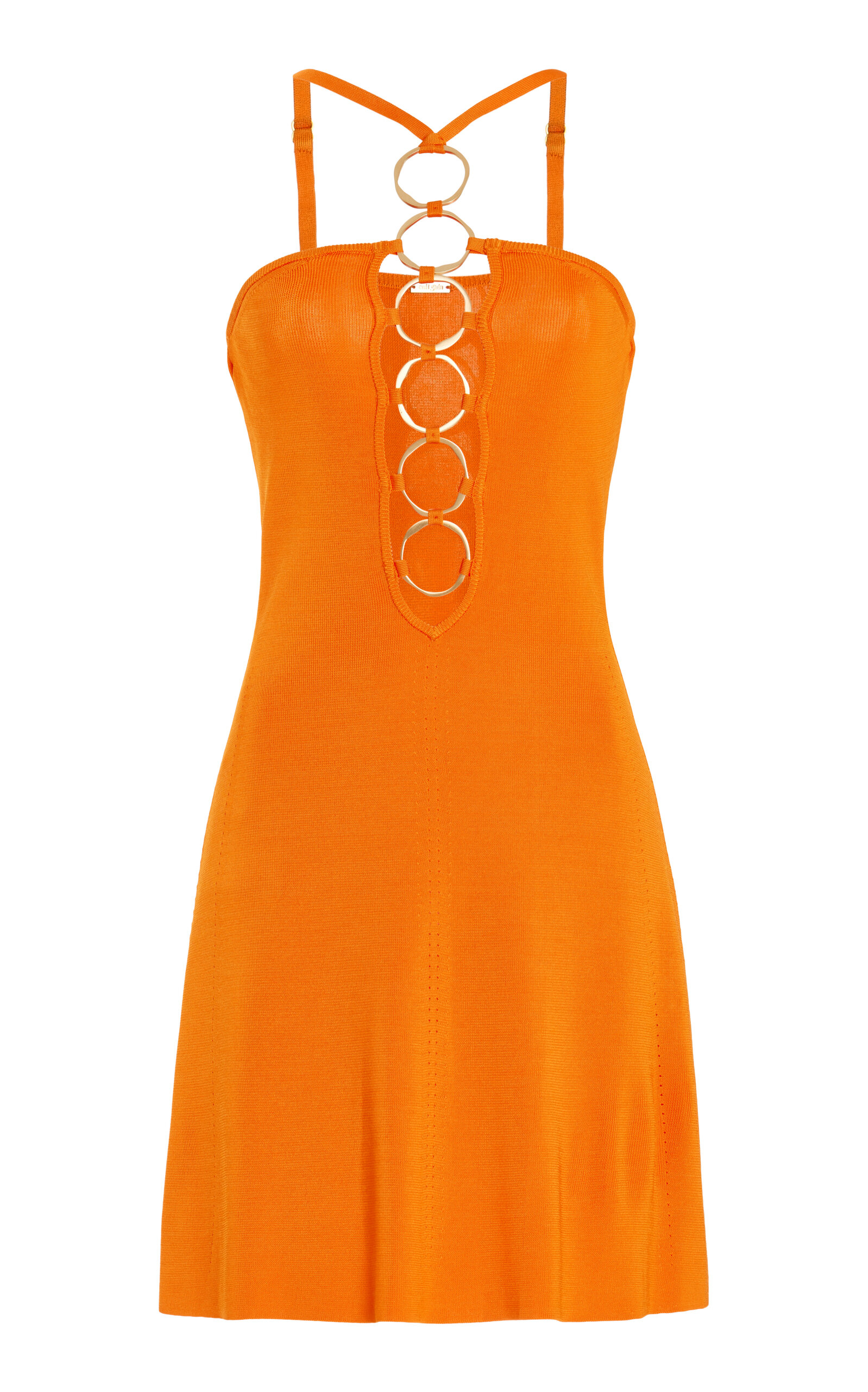 Cult Gaia Ring-detail Knitted Mini Dress In Orange