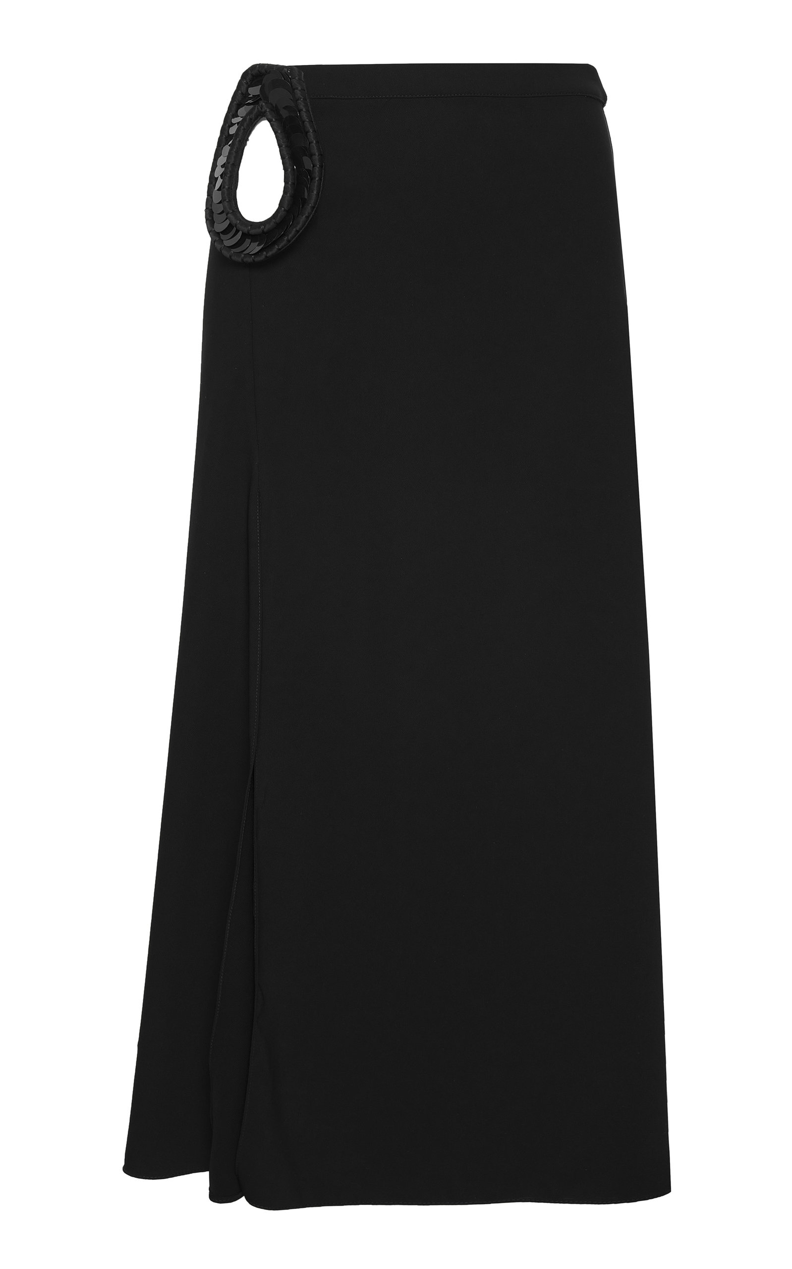 Johanna Ortiz Trade Winds Embroidered Crepe Maxi Skirt - Black
