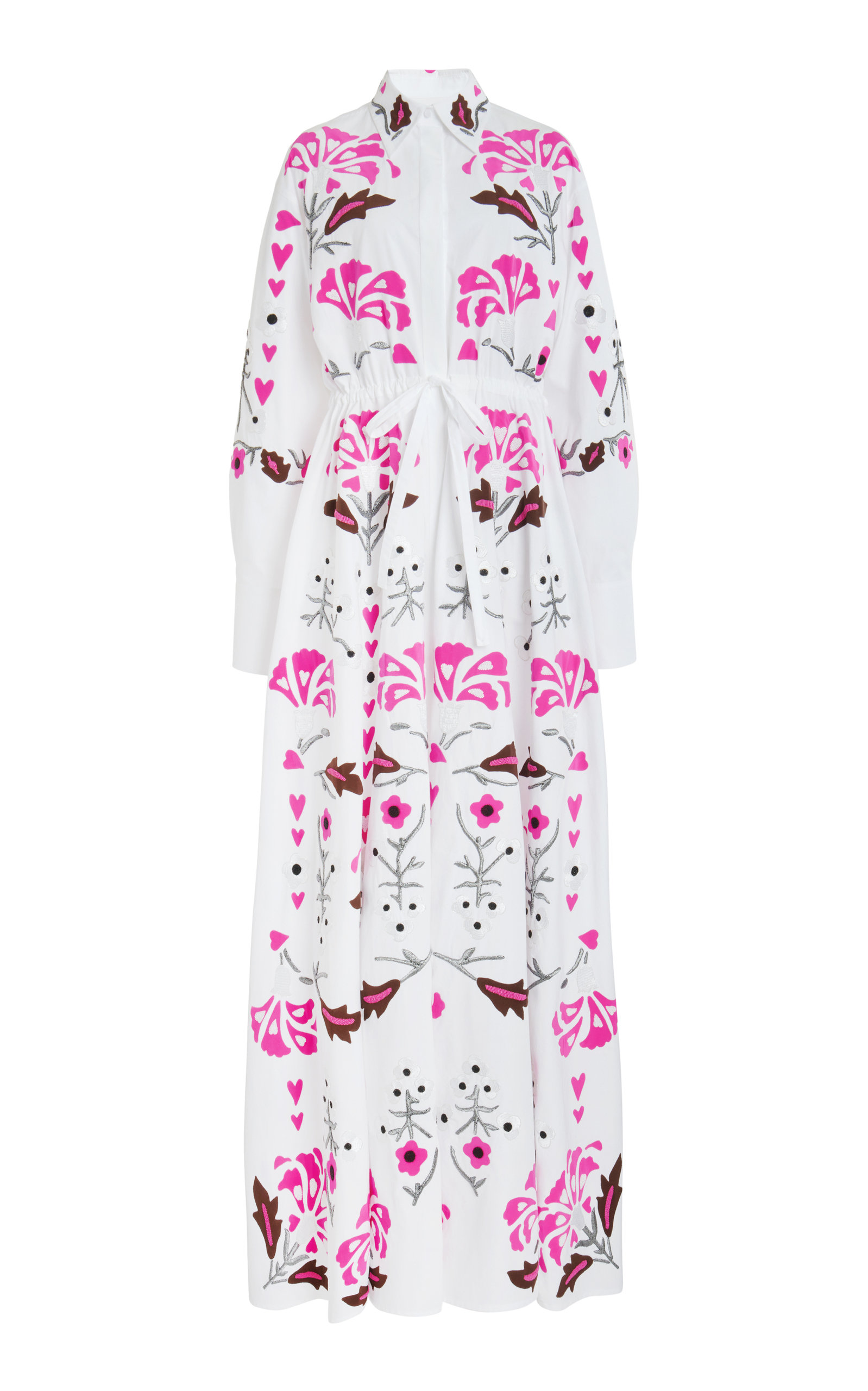 Click to view more detailed imagery on our partner's website Valentino Women's Embroidered Cotton Poplin Gown In Multi