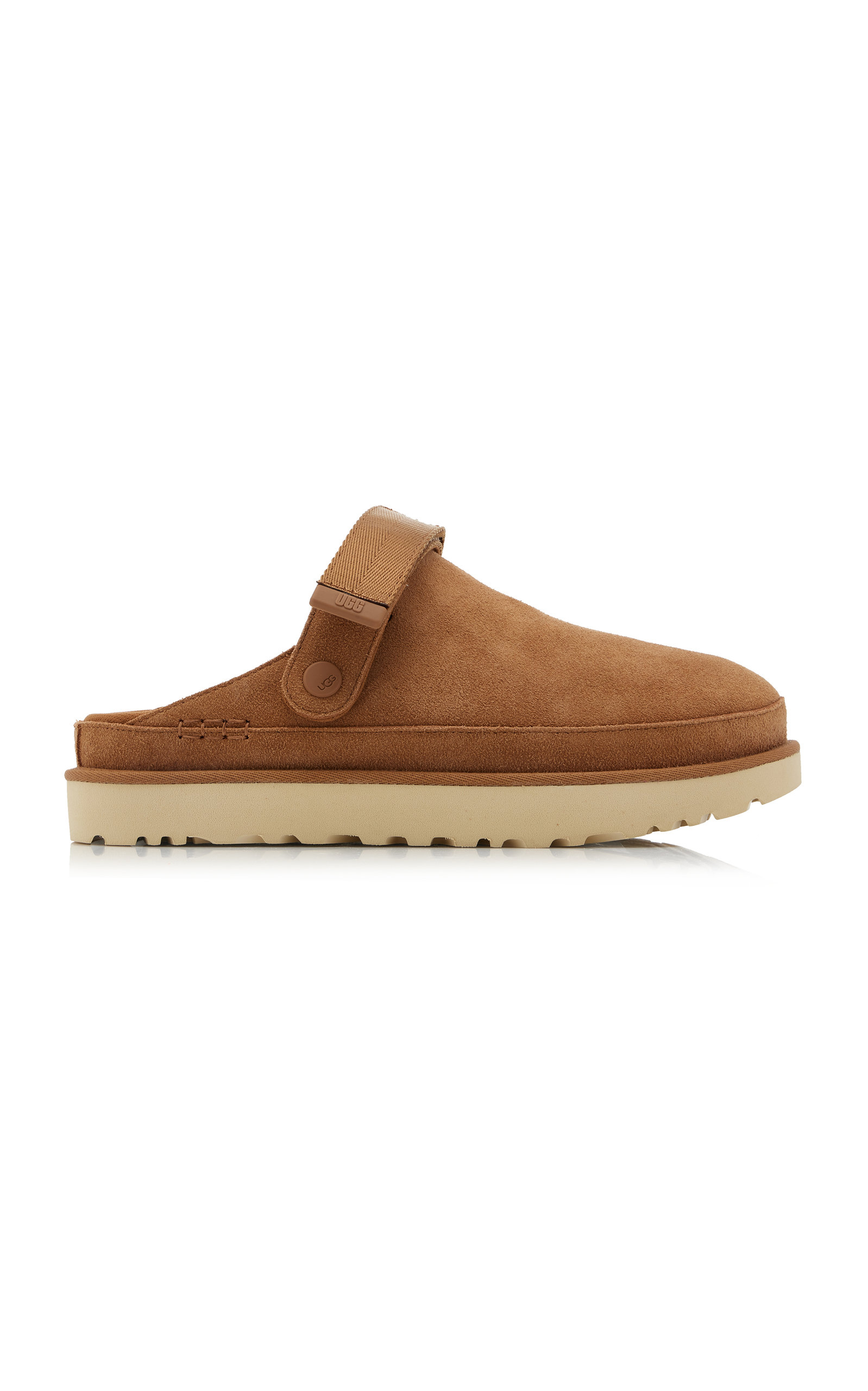 Ugg Goldenstar Suede Flatform Clogs In Brown